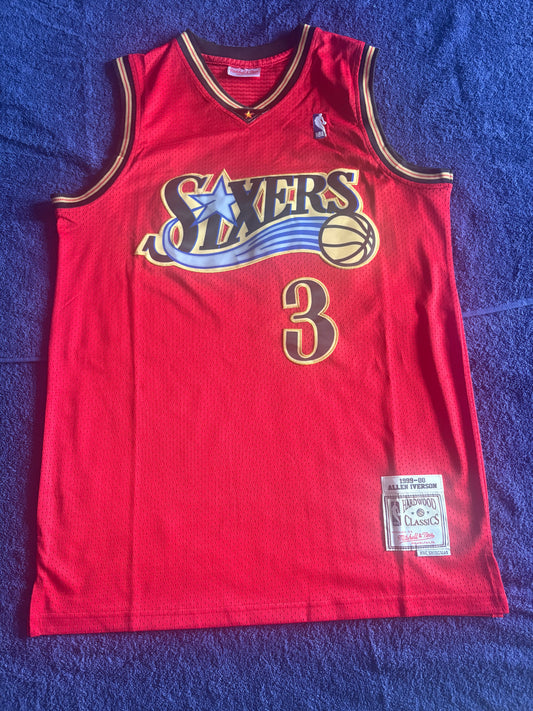 Philadelphian76ers NBA HardWood Classics Basketball Vest Large Iverson 3