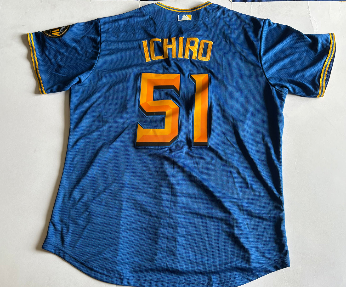 Seattle Mariners MLB Baseball Shirt Ichiro 51 Blue Large