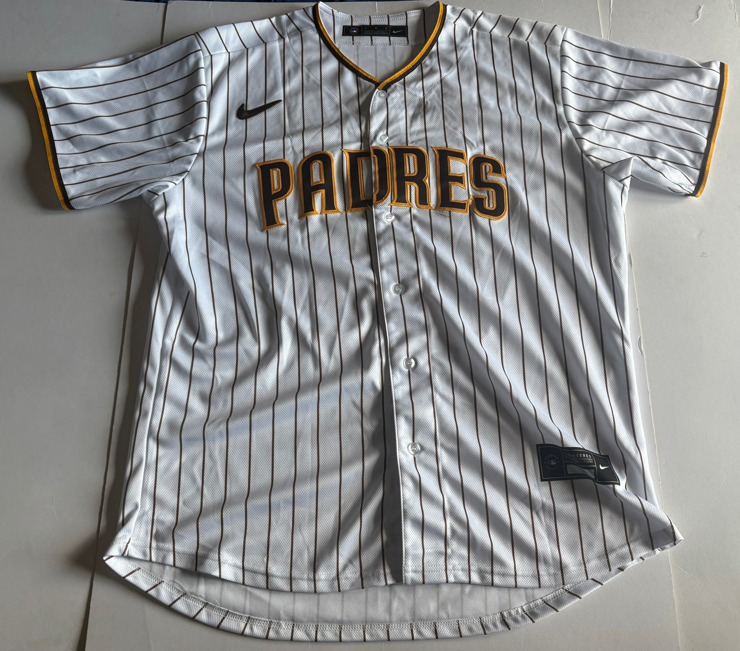 San Diego Padres MLB Baseball Shirt Large White Pinstripe Tatis Jr 23