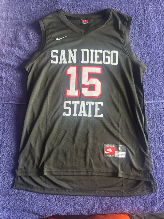 Retro Throwback NCAA Basketball Vest Large San Diego State 15 Leonard