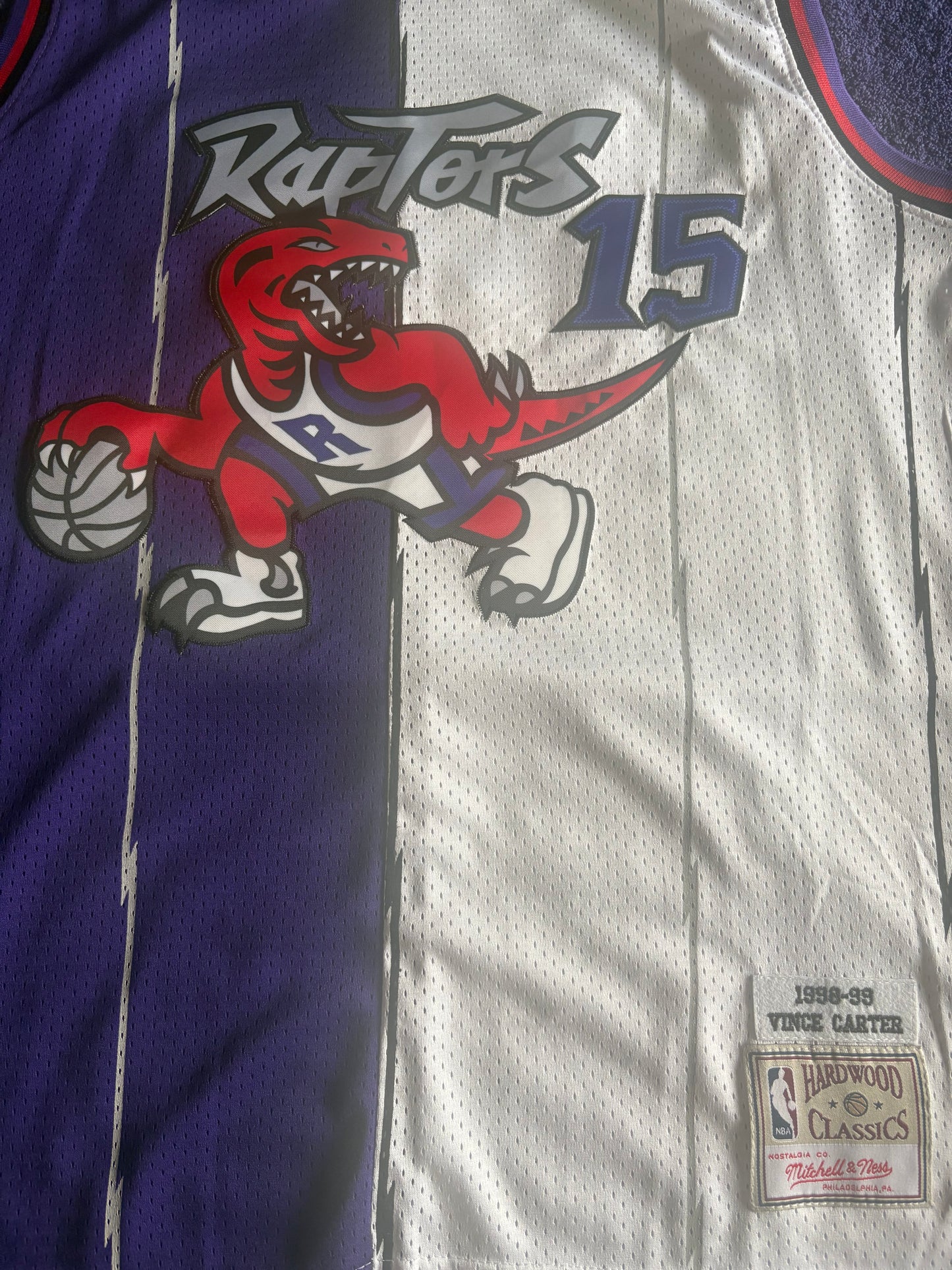 Toronto Raptors M&N NBA 1/2 & 1/2 HardWood Classics Basketball Vest Large Carter 15