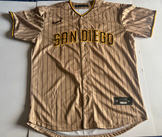 San Diego Padres MLB Baseball Shirt Large Brown Pinstripe Tatis Jr 23