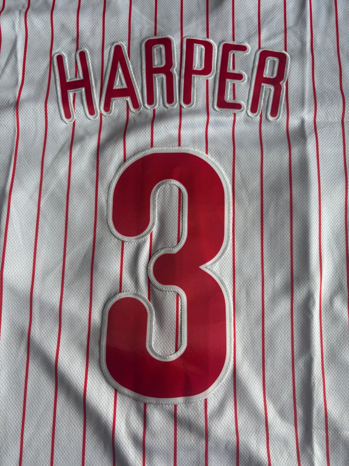 Philadelphia Phillies Harper MLB Baseball Shirt Pinstripe Red 3 Large