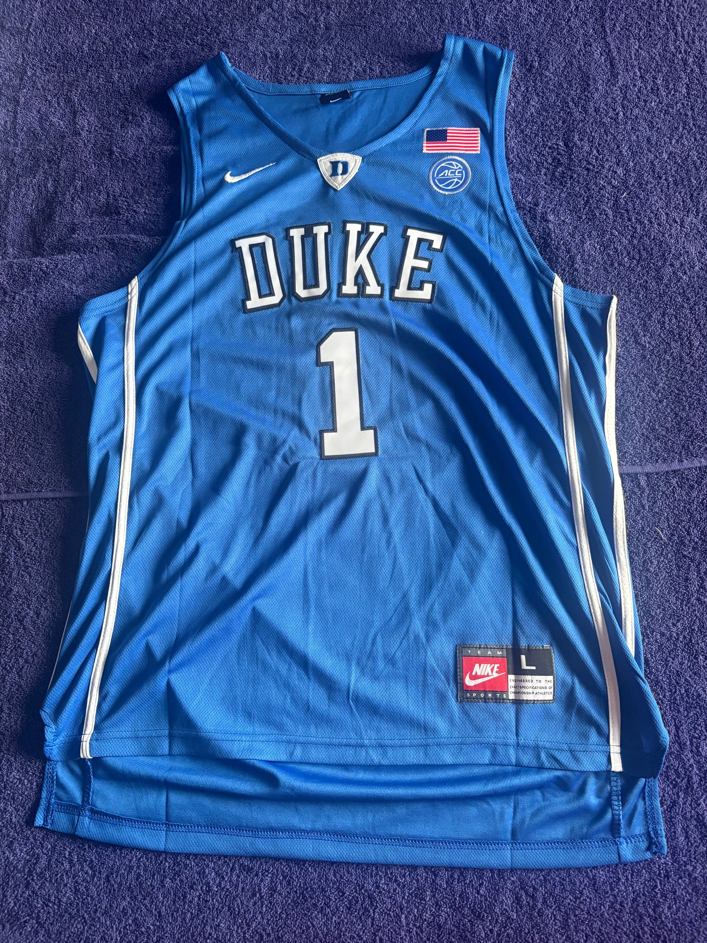 Retro Throwback NCAA Basketball Vest Large Duke Blue Devils 1 Williamson