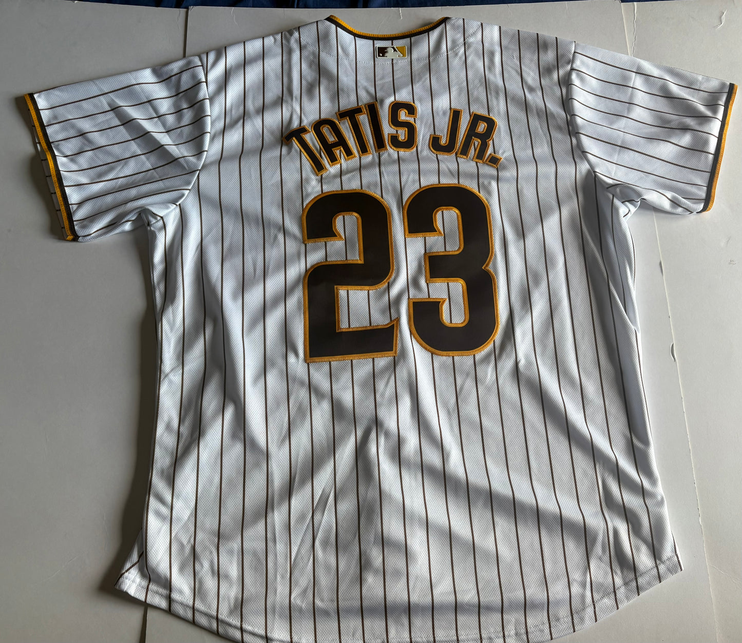 San Diego Padres MLB Baseball Shirt Large White Pinstripe Tatis Jr 23