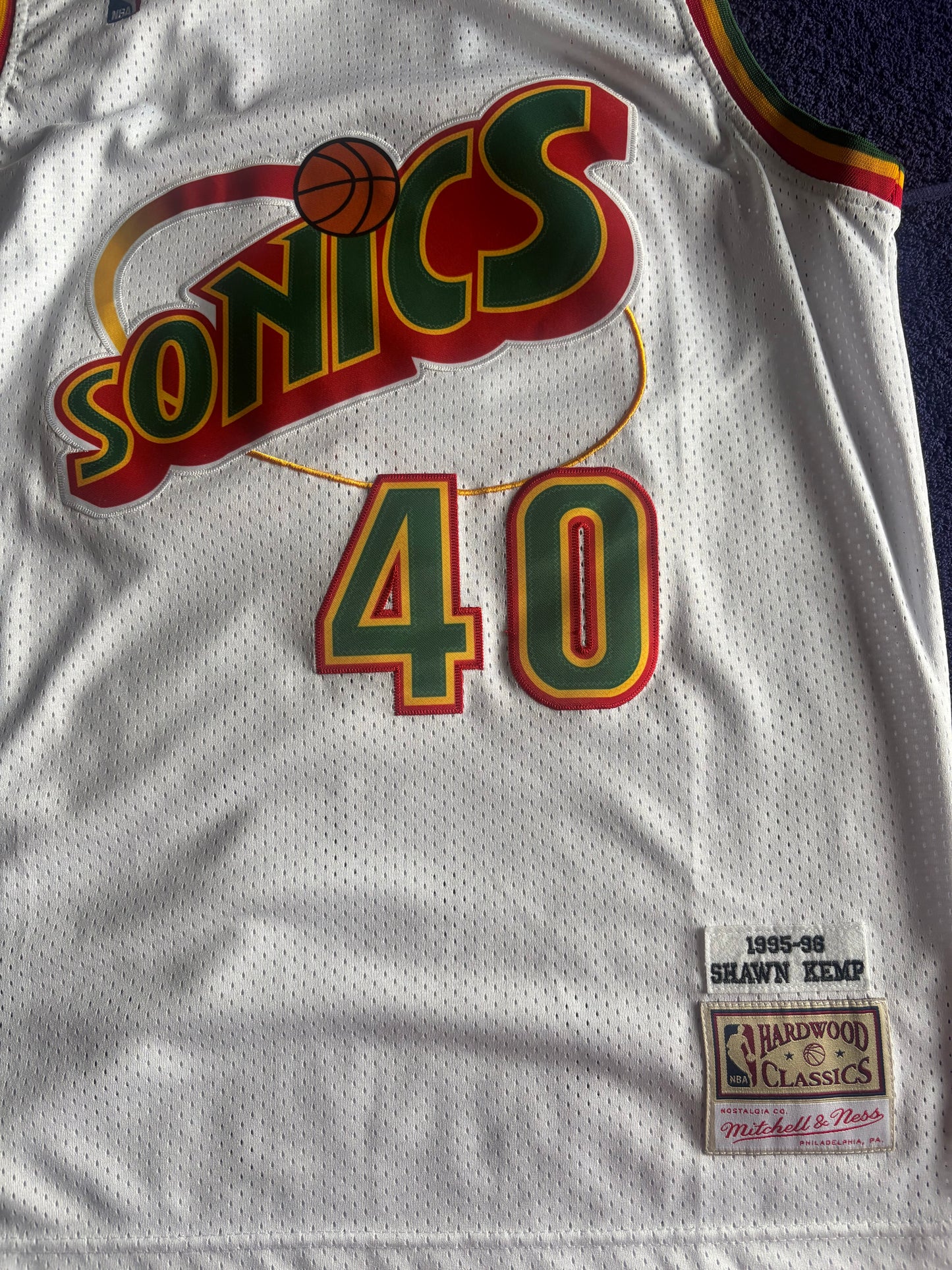 Seattle SuperSonics M&N NBA HardWood Classics Basketball Vest Large Kemp 40