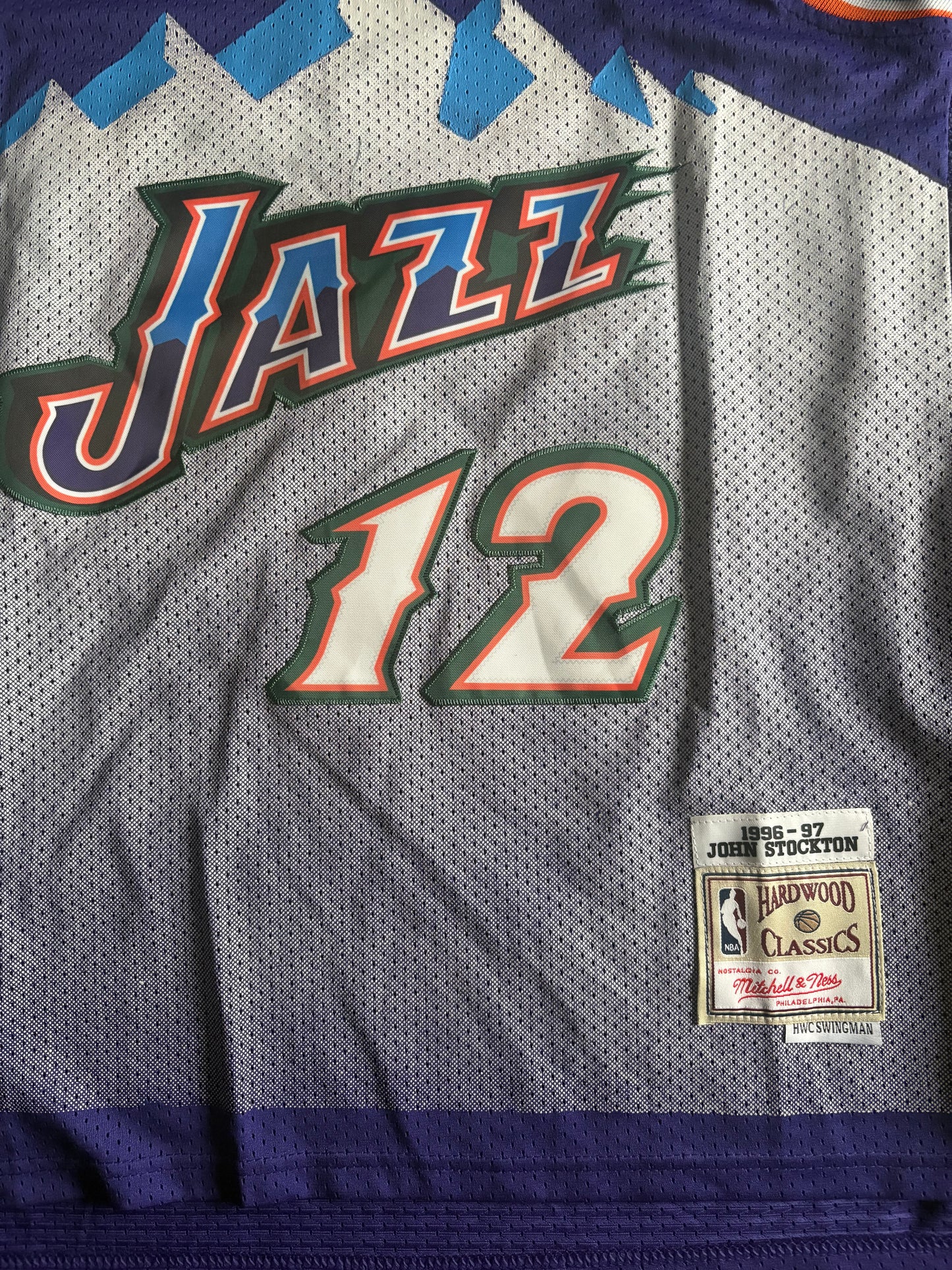 Utah Jazz M&N NBA HardWood Classics Basketball Vest Large Stockton 12