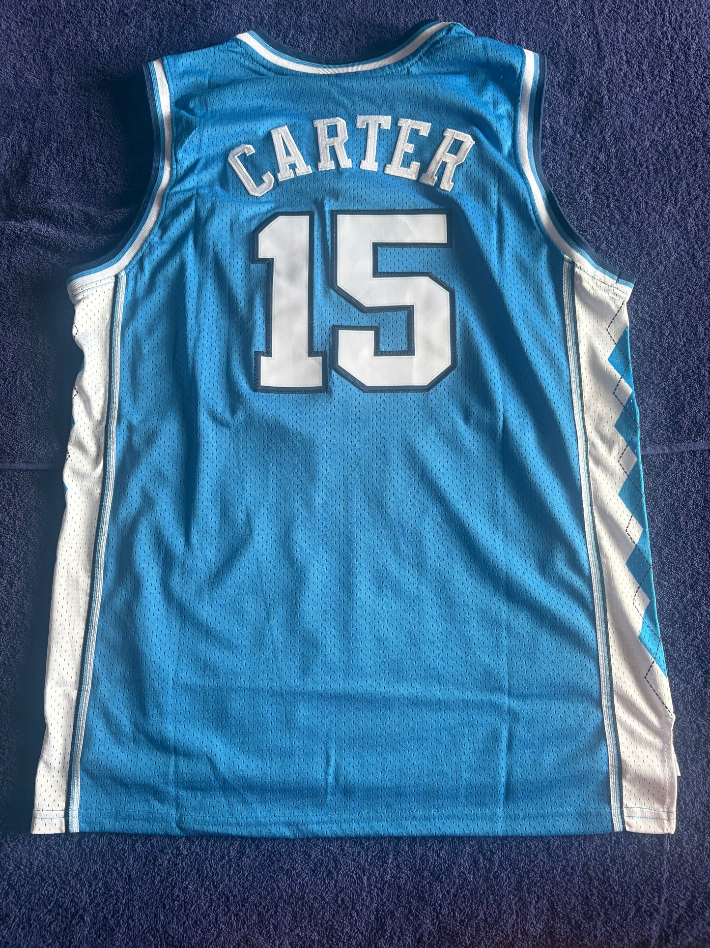Retro Throwback NCAA Basketball Vest Large North Carolina Tar Heels 15 Carter