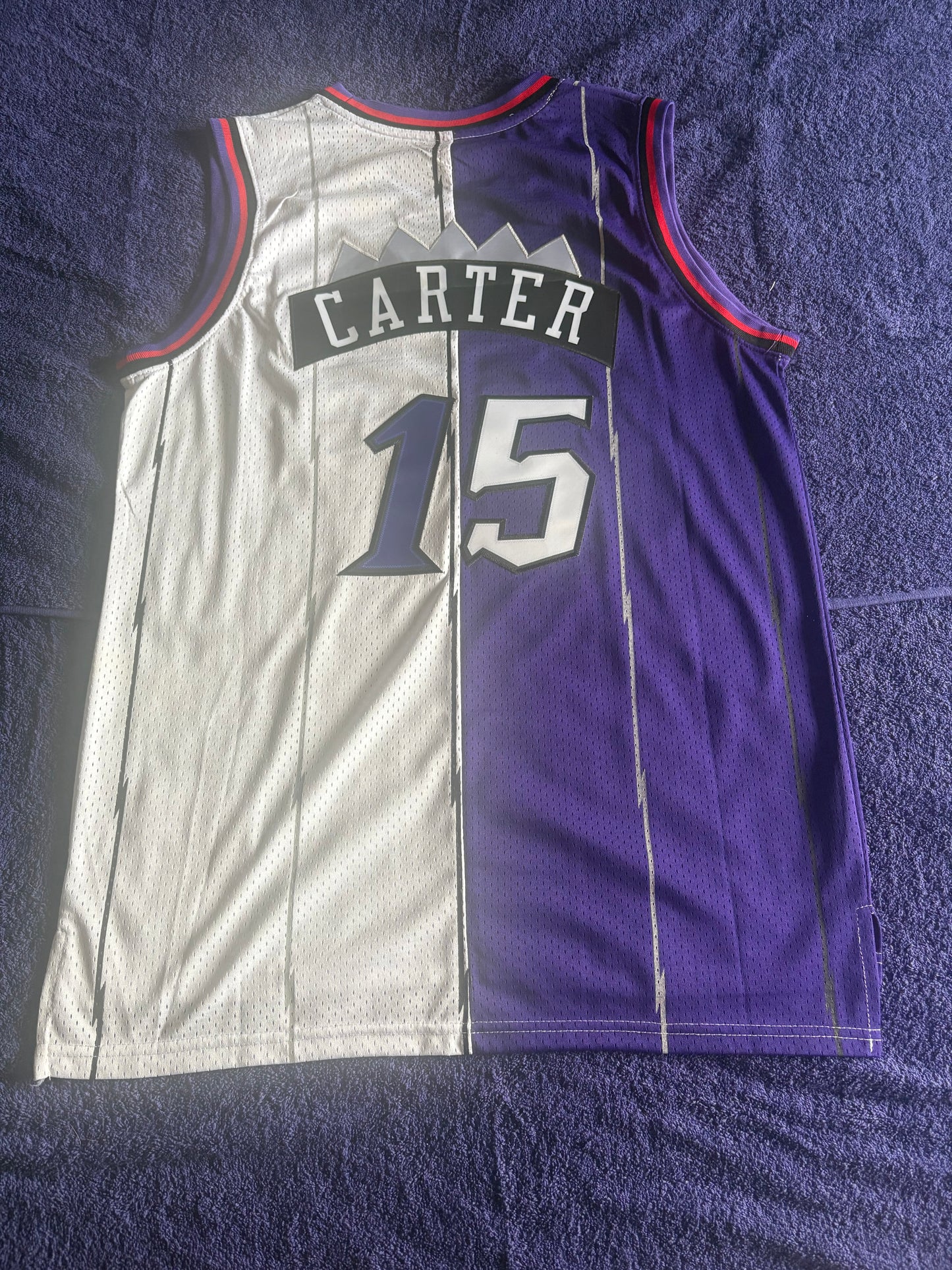 Toronto Raptors M&N NBA 1/2 & 1/2 HardWood Classics Basketball Vest Large Carter 15