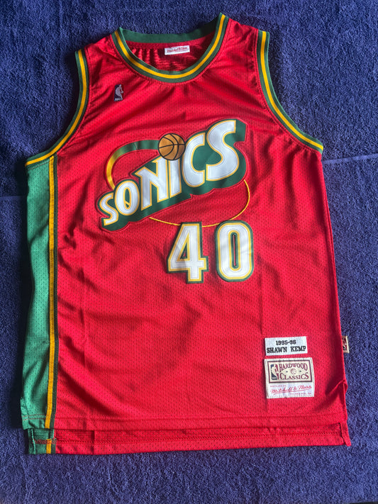 Seattle SuperSonics M&N NBA HardWood Classics Basketball Vest Large Kemp 40