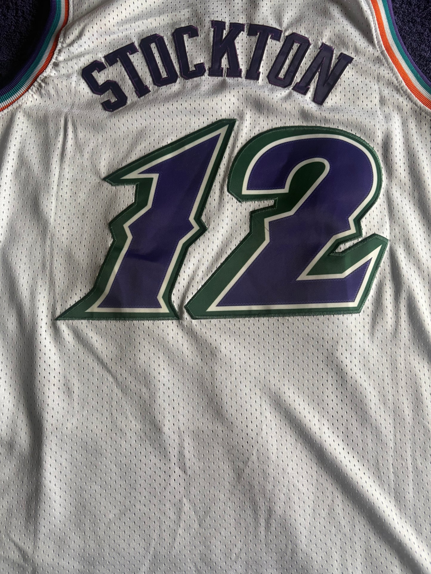Utah Jazz M&N NBA HardWood Classics Basketball Vest Large Stockton 12