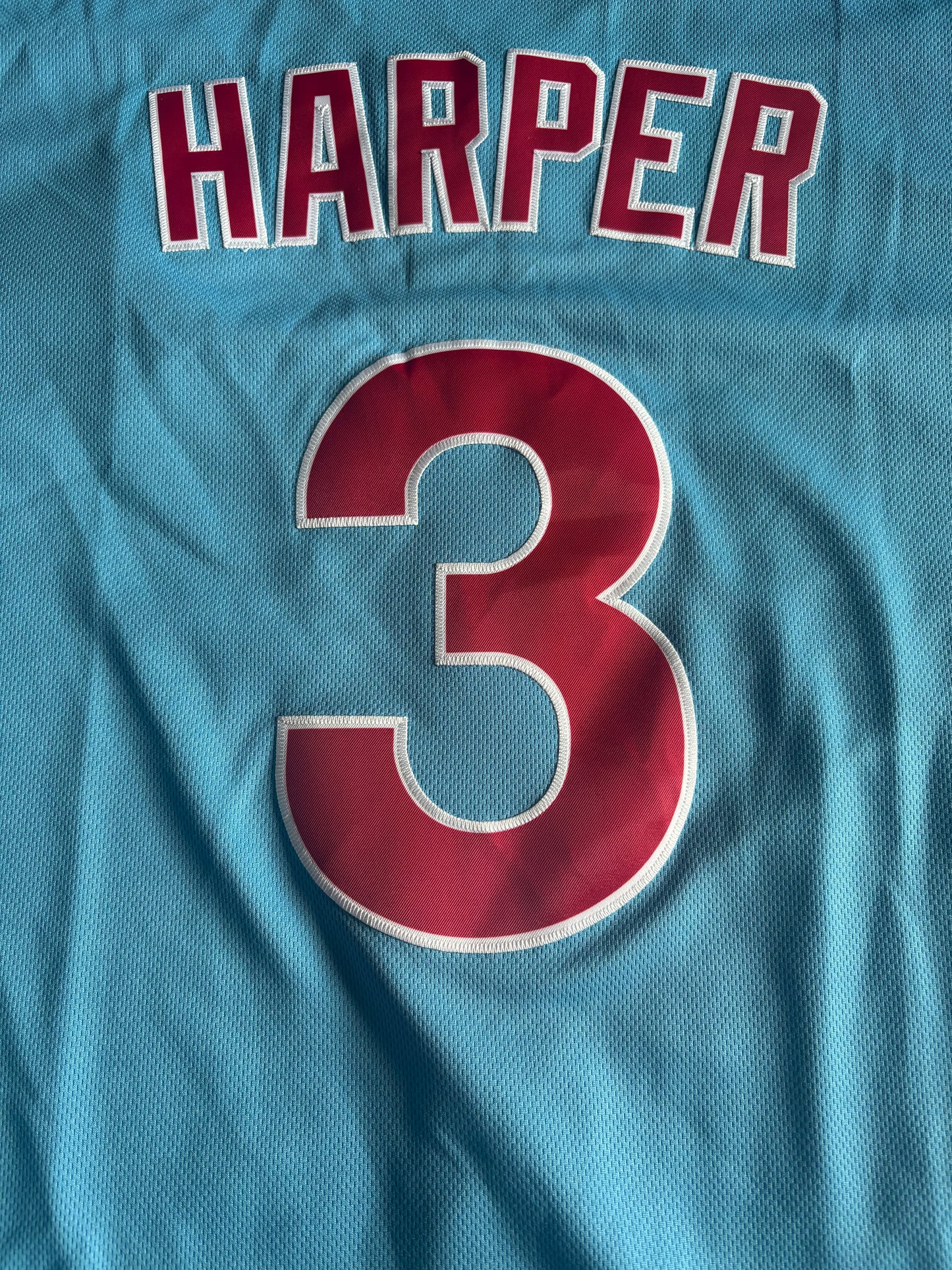 Philadelphia Phillies Harper MLB Baseball Shirt Blue 3 Large
