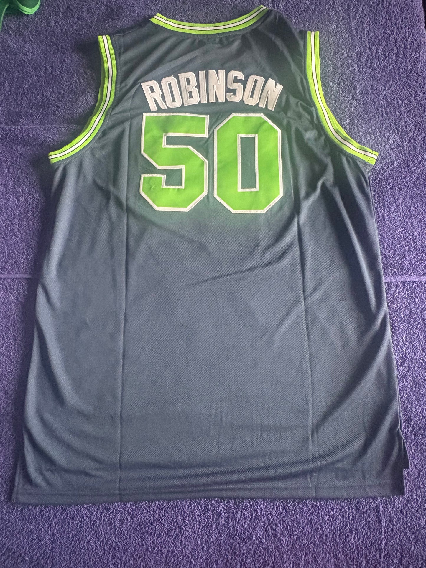 Retro Throwback NCAA Basketball Vest Large Navy Robinson 50