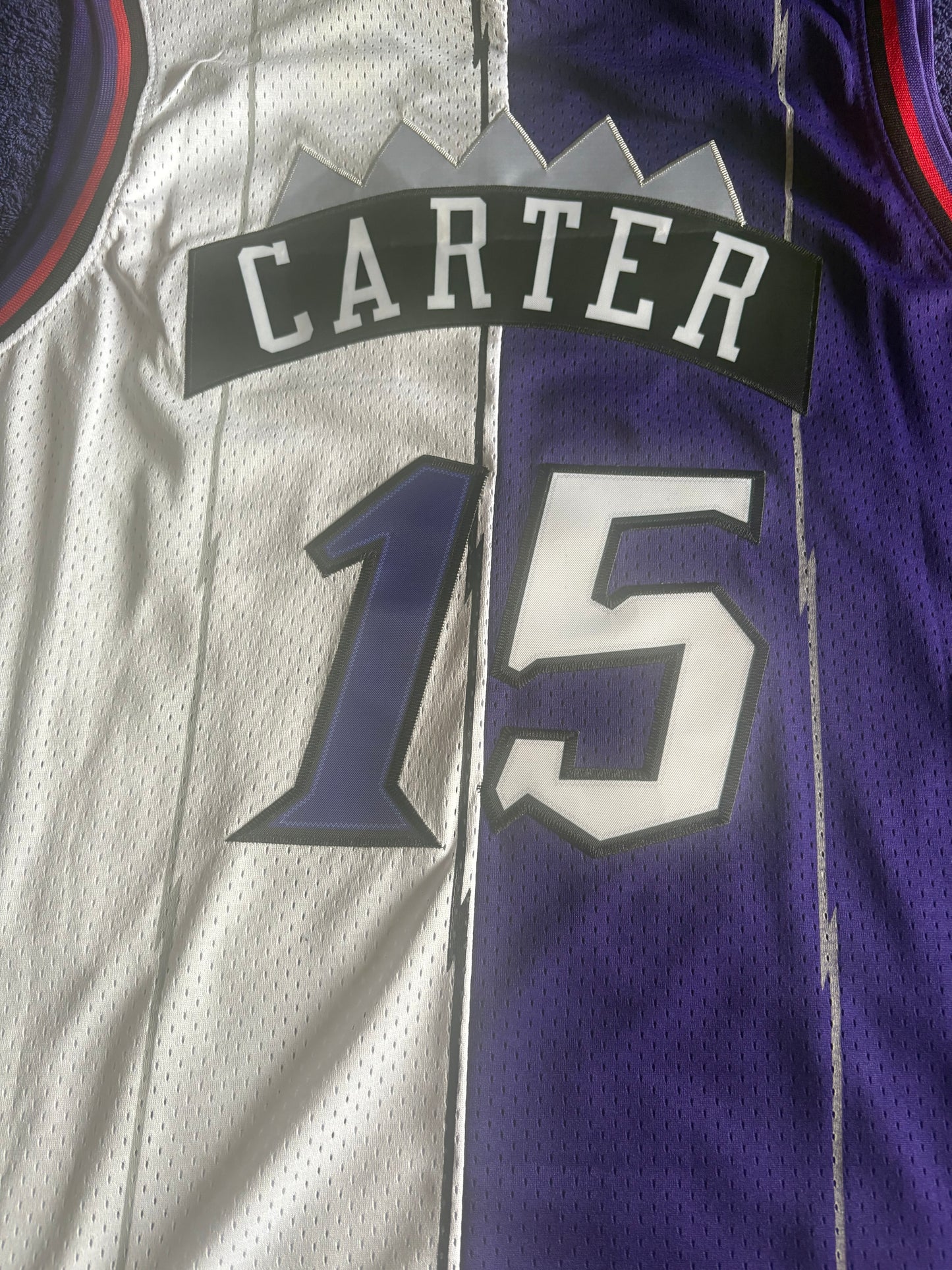 Toronto Raptors M&N NBA 1/2 & 1/2 HardWood Classics Basketball Vest Large Carter 15