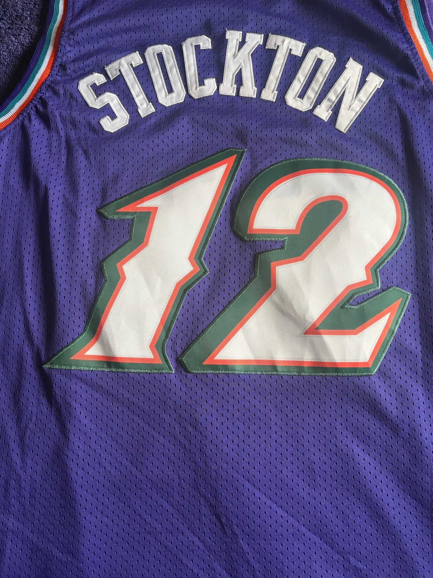 Utah Jazz M&N NBA HardWood Classics Basketball Vest Large Stockton 12