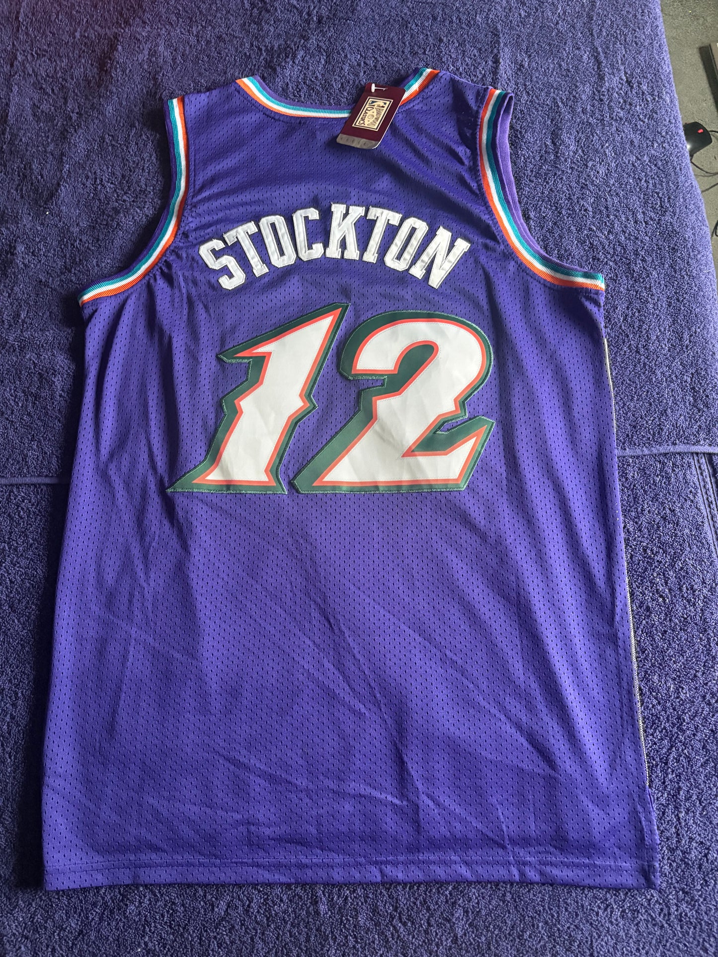 Utah Jazz M&N NBA HardWood Classics Basketball Vest Large Stockton 12