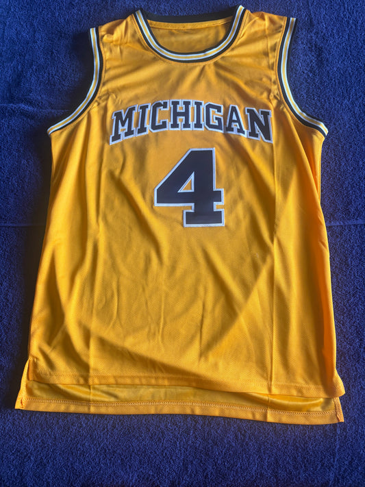 Retro Throwback NCAA Basketball Vest Large Michigan Wolverines 4 Webber