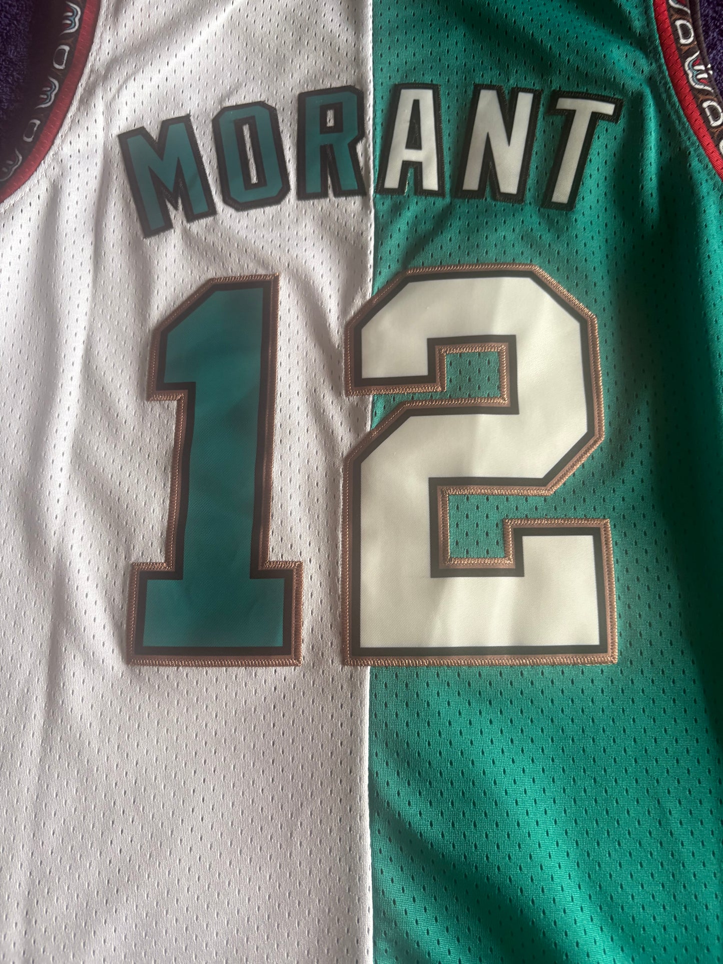 Memphis/Vancouver Grizzlies M&N NBA 1/2 & 1/2 HardWood Classics Basketball Vest Large Morant 12