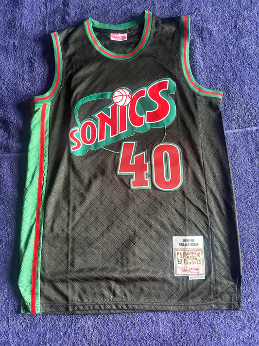 Seattle SuperSonics M&N NBA HardWood Classics Basketball Vest Large Kemp 40