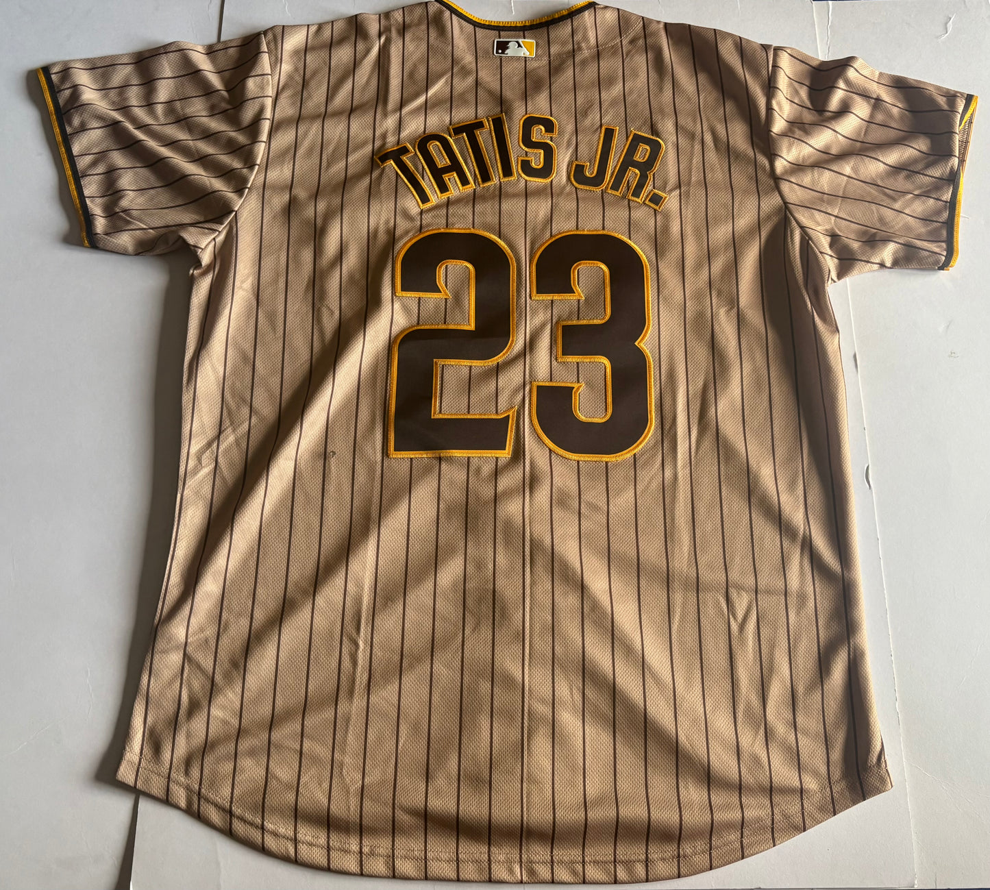 San Diego Padres MLB Baseball Shirt Large Brown Pinstripe Tatis Jr 23