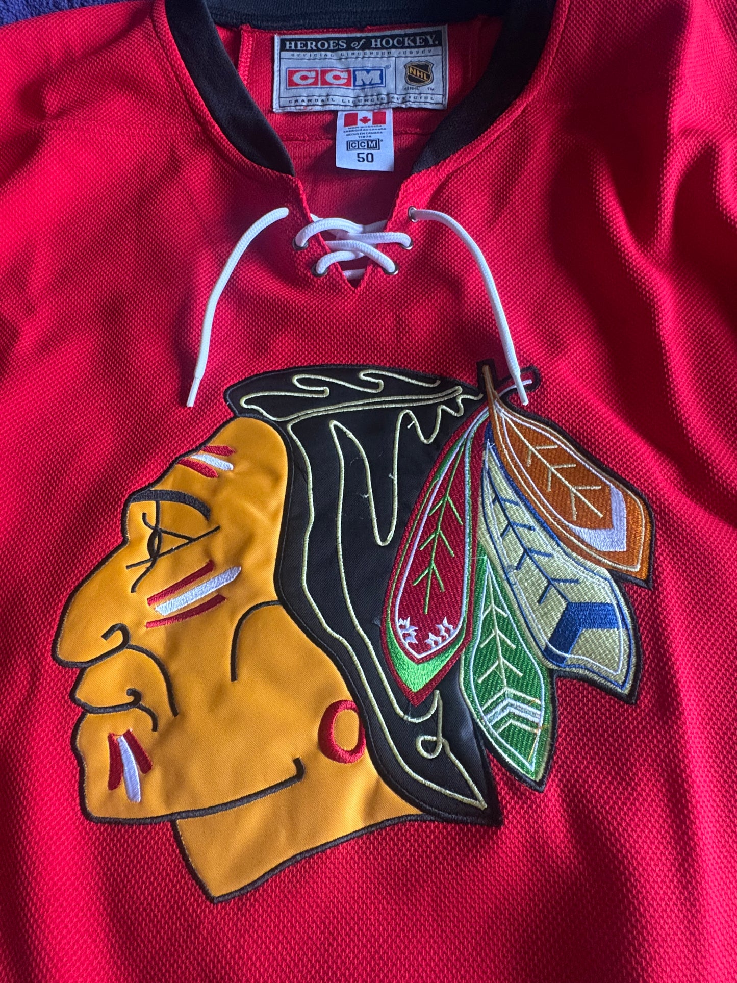 CCM Heroes of Hockey Chicago Blackhawks NHL Hockey Shirt Size 50 Hull 9
