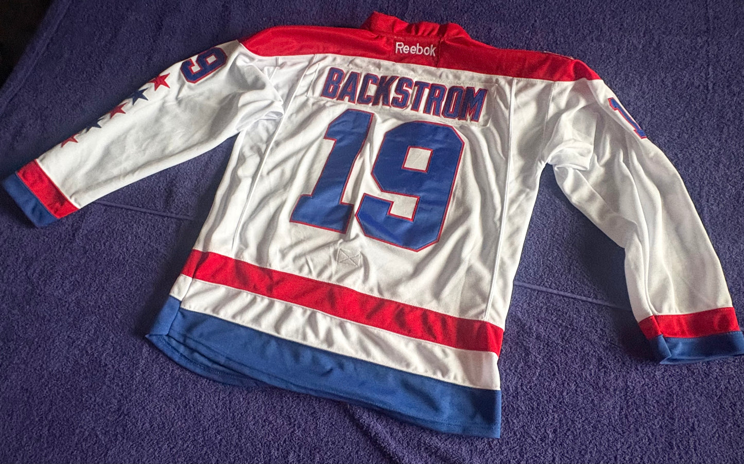 CCM Reebok Washington Capitals NHL Hockey Shirt Size 50 Backstrom 19 A