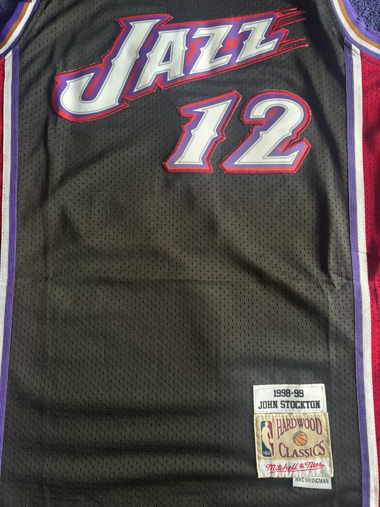 Utah Jazz M&N NBA HardWood Classics Basketball Vest Large Stockton 12
