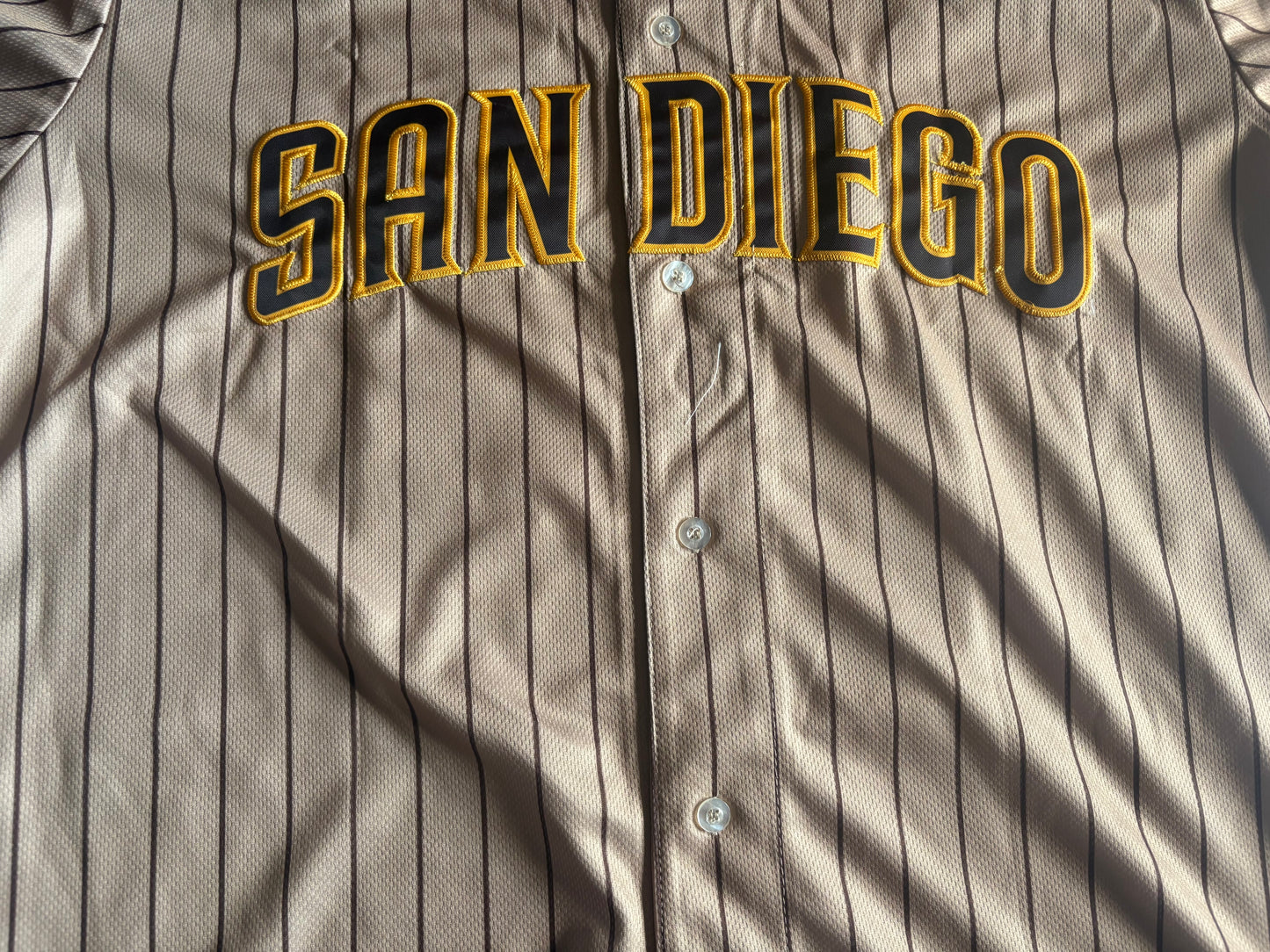 San Diego Padres MLB Baseball Shirt Large Brown Pinstripe Tatis Jr 23
