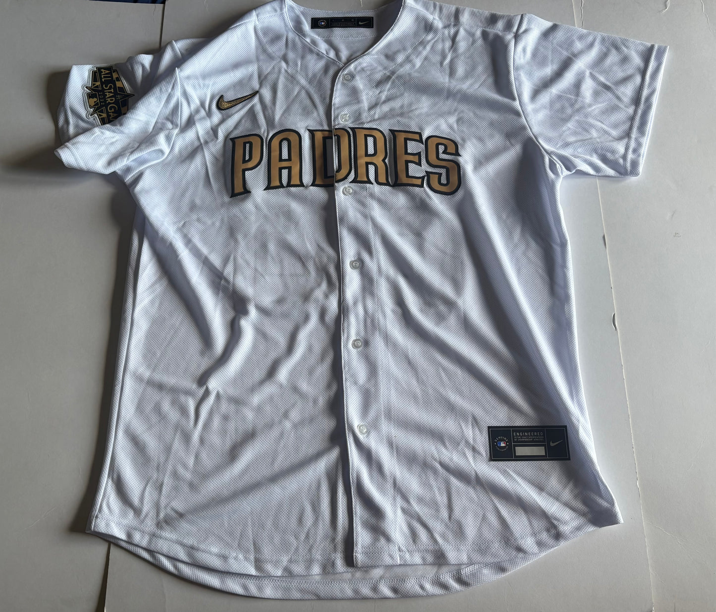 San Diego Padres MLB Baseball Shirt Large White Gold Tatis Jr 23