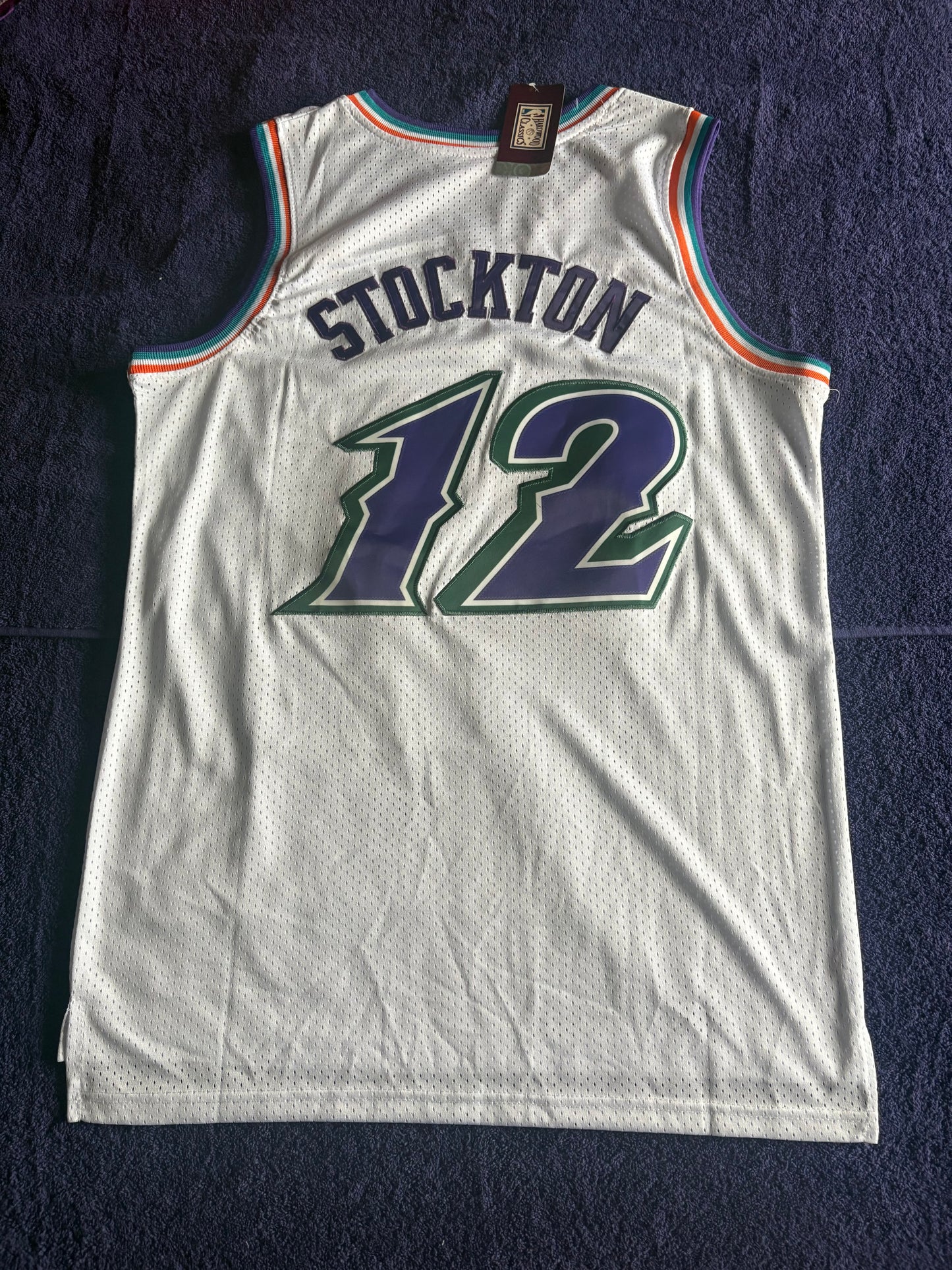Utah Jazz M&N NBA HardWood Classics Basketball Vest Large Stockton 12