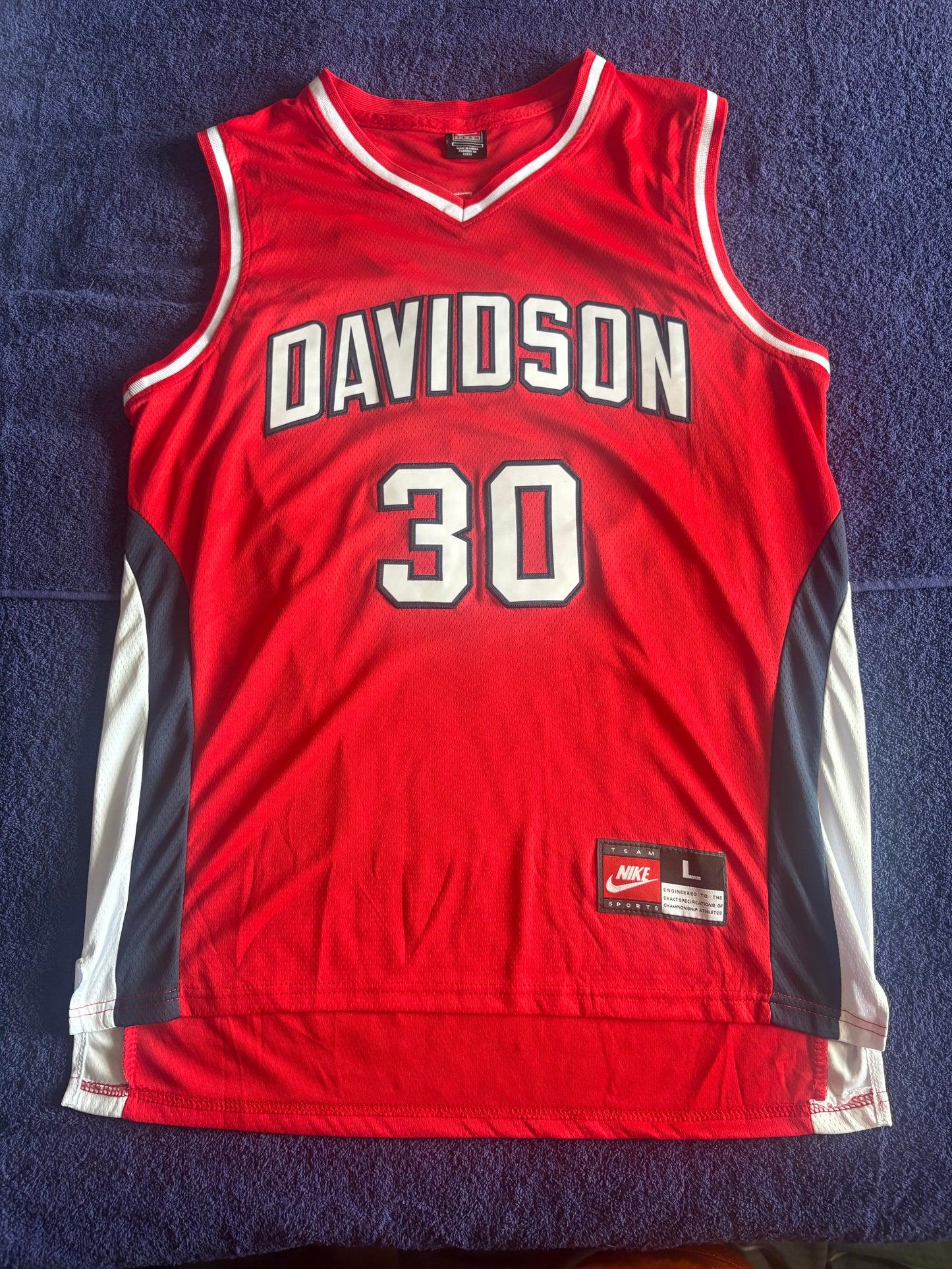 Retro Throwback NCAA Basketball Vest Large Davidson 30 Curry