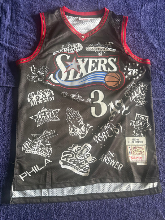 Philadelphian76ers NBA HardWood Classics Basketball Vest Large Iverson 3