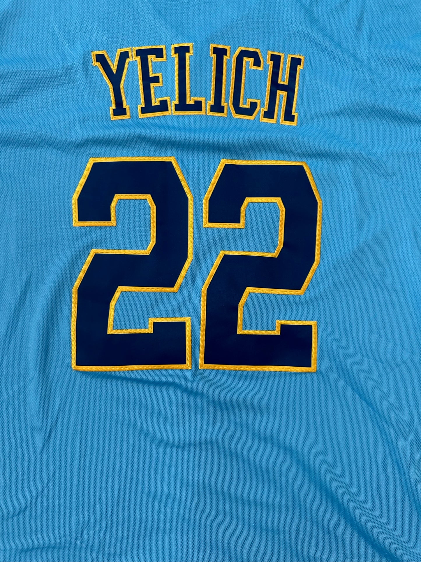 Milwaukee Brewers Yelich MLB Baseball Shirt Large 22 Blue