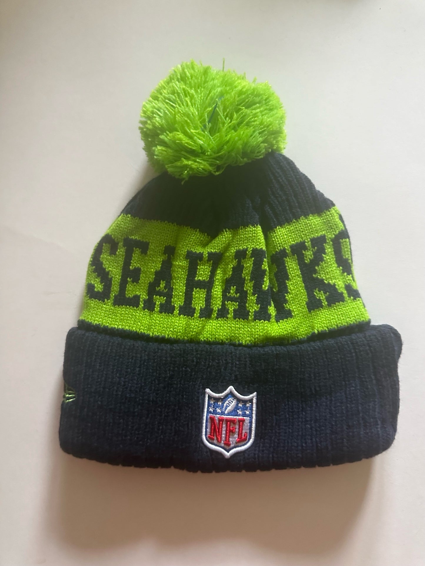 Seattle Seahawks NFL Bobble Beanie Multi Colour With Tags on
