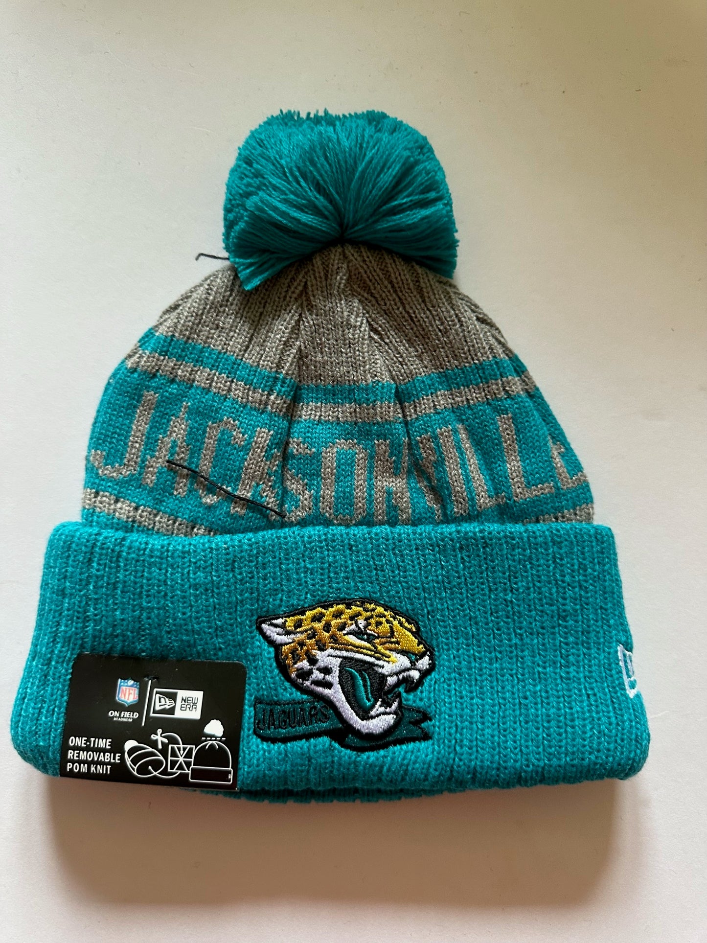 Jacksonville Jaguars NFL Bobble Beanie Multi Colour With Tags on