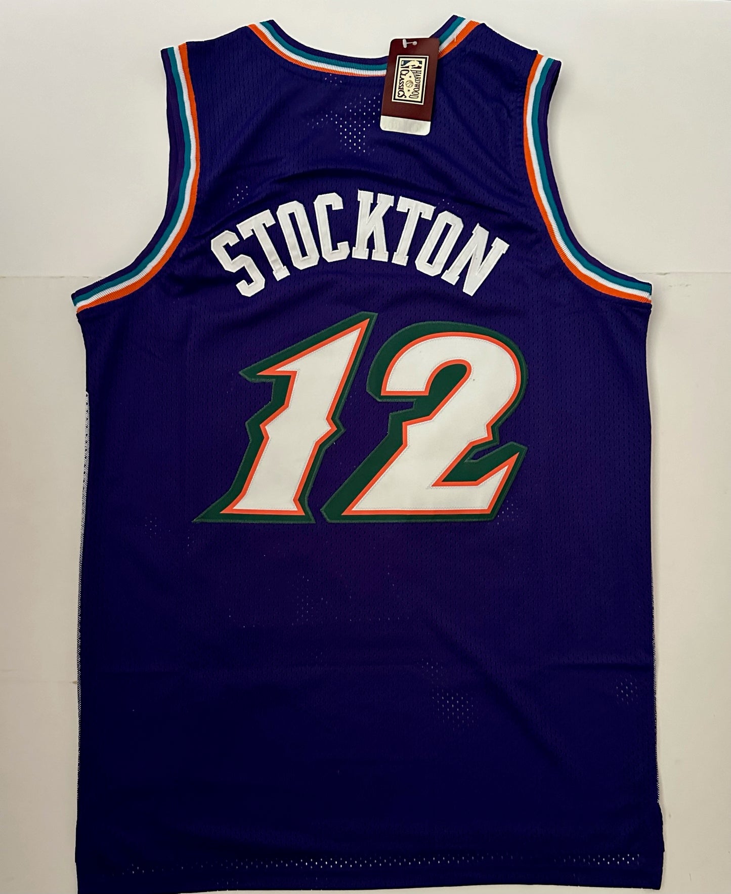 Utah Jazz NBA Hardwood Classics Basketball Vest Large Stockton 12 Purple