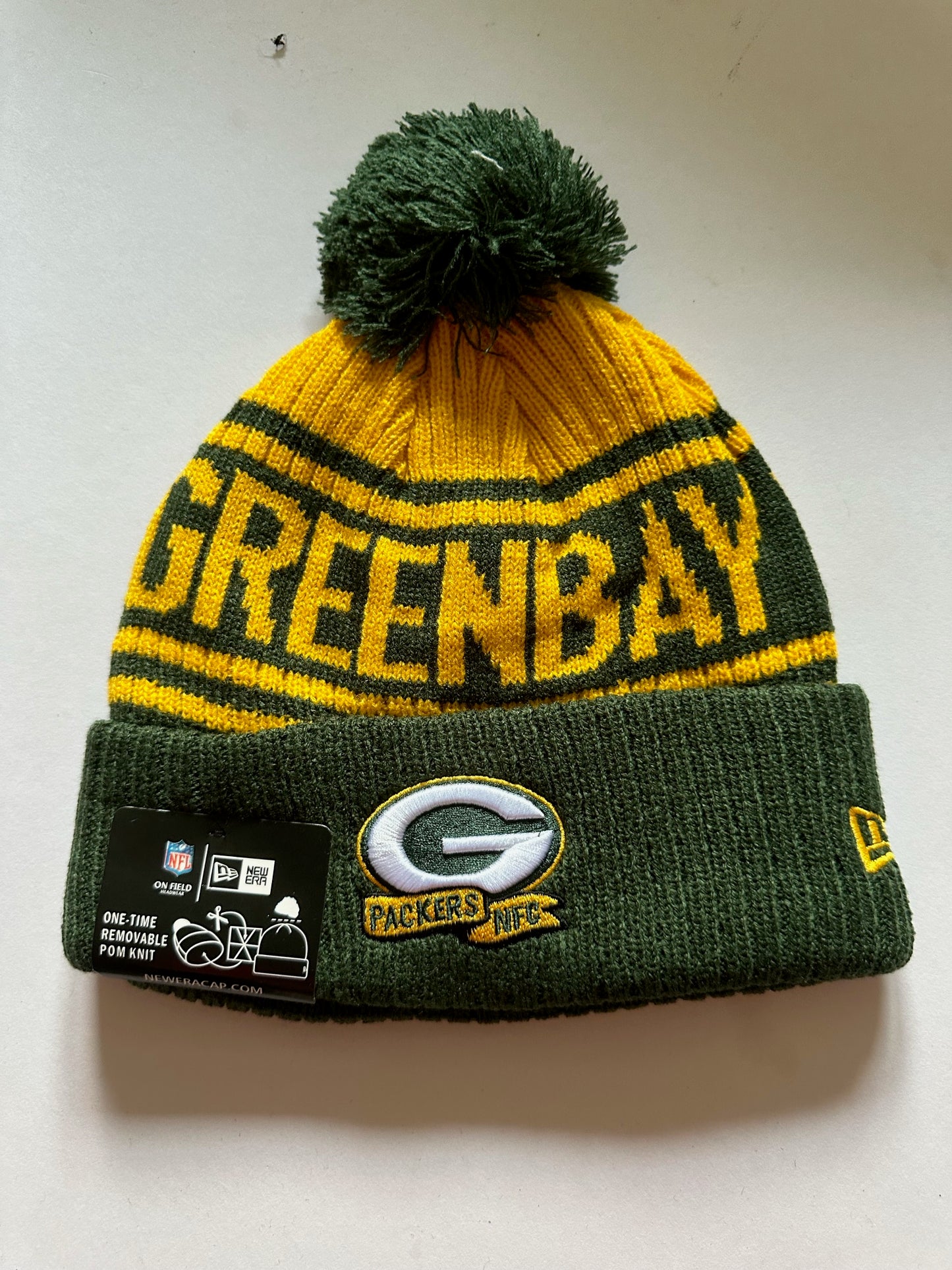 Green Bay Packers NFL Bobble Beanie Multi Colour With Tags on