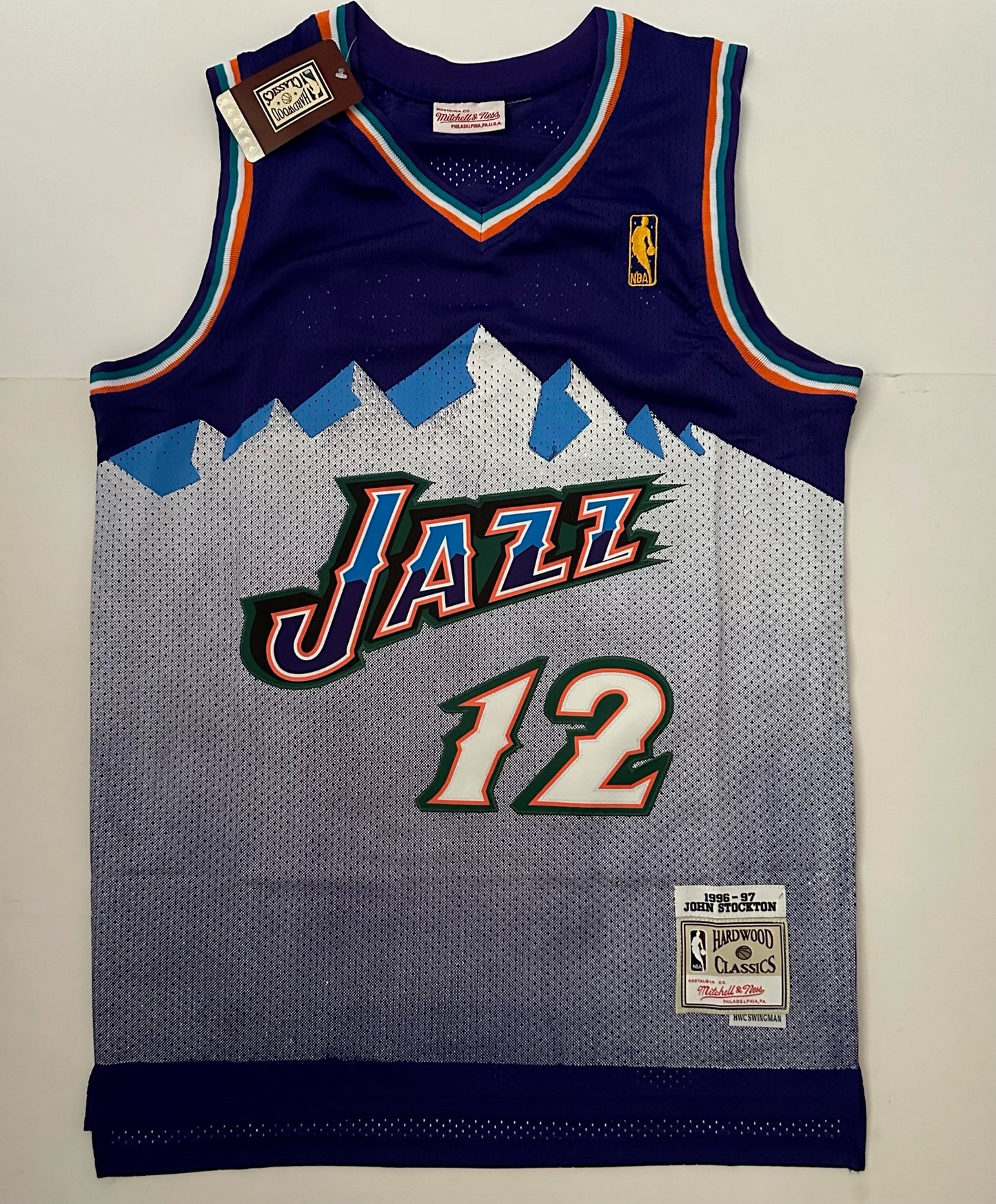 Utah Jazz NBA Hardwood Classics Basketball Vest Large Stockton 12 Purple
