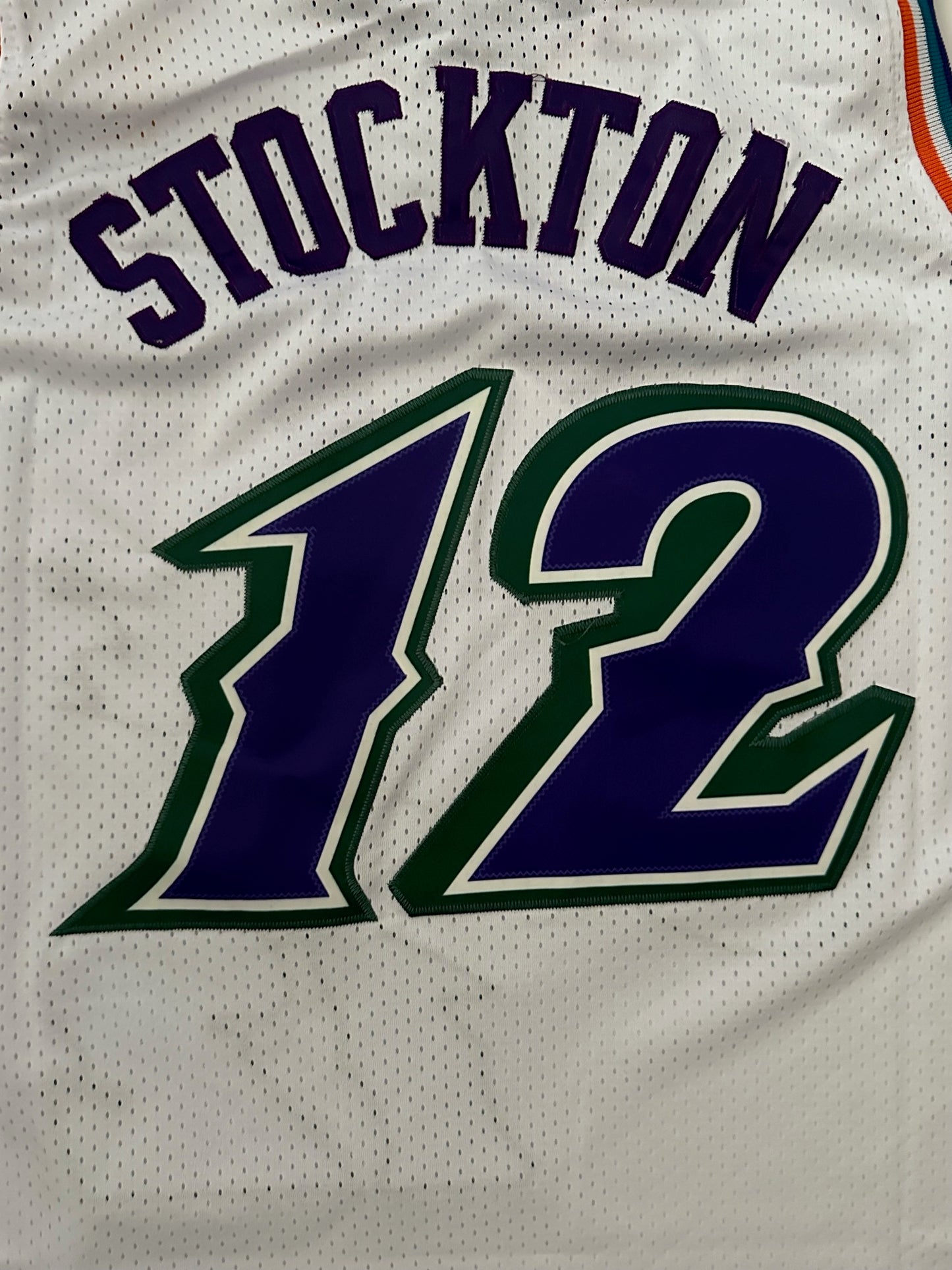 Utah Jazz NBA Hardwood Classics Basketball Vest Large Stockton 12 White