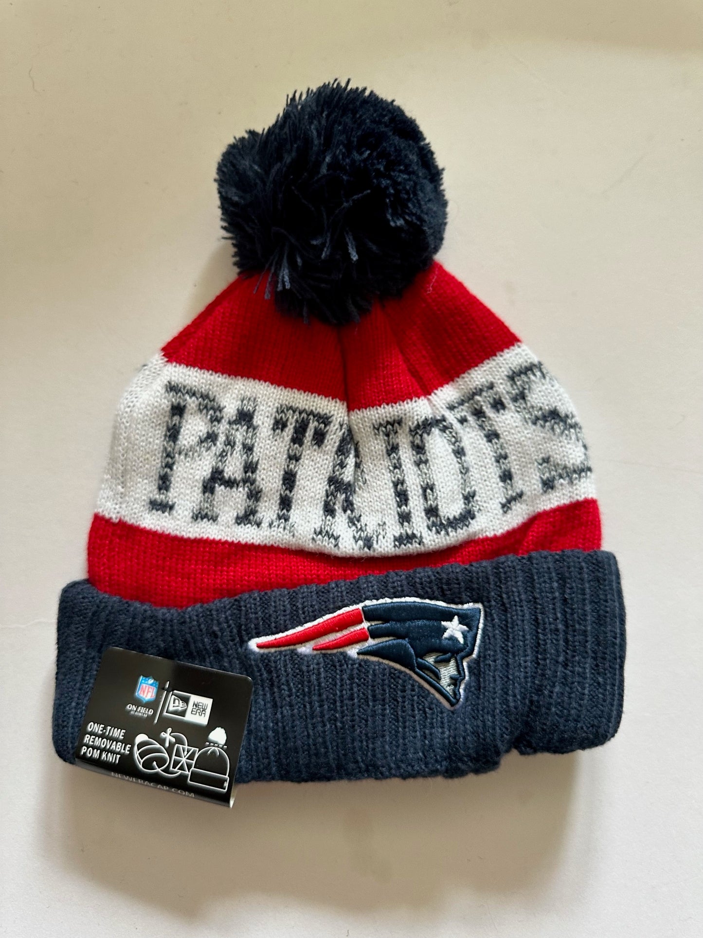 New England Patriots NFL Bobble Beanie Multi Colour With Tags on