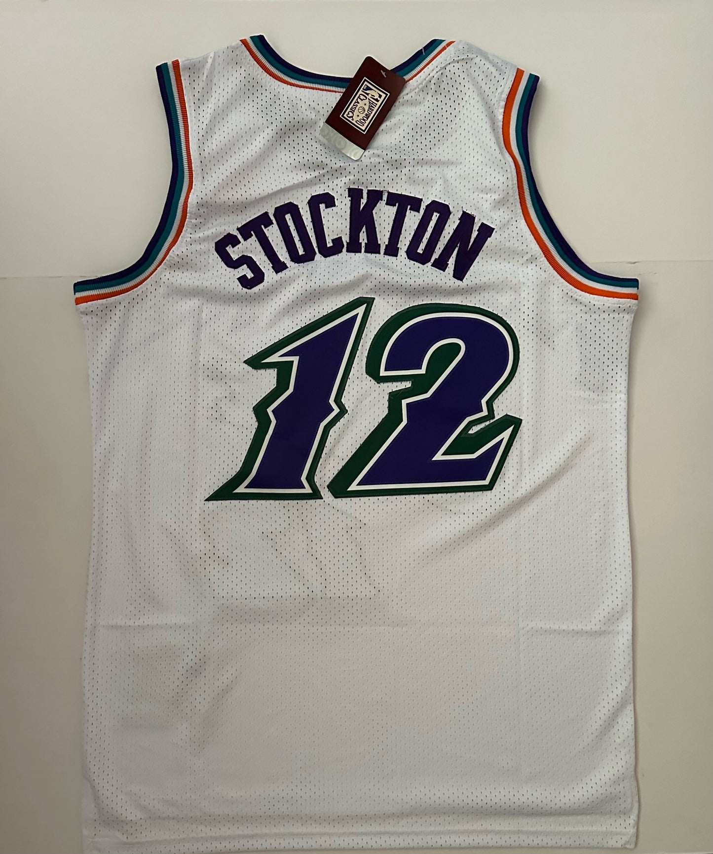 Utah Jazz NBA Hardwood Classics Basketball Vest Large Stockton 12 White