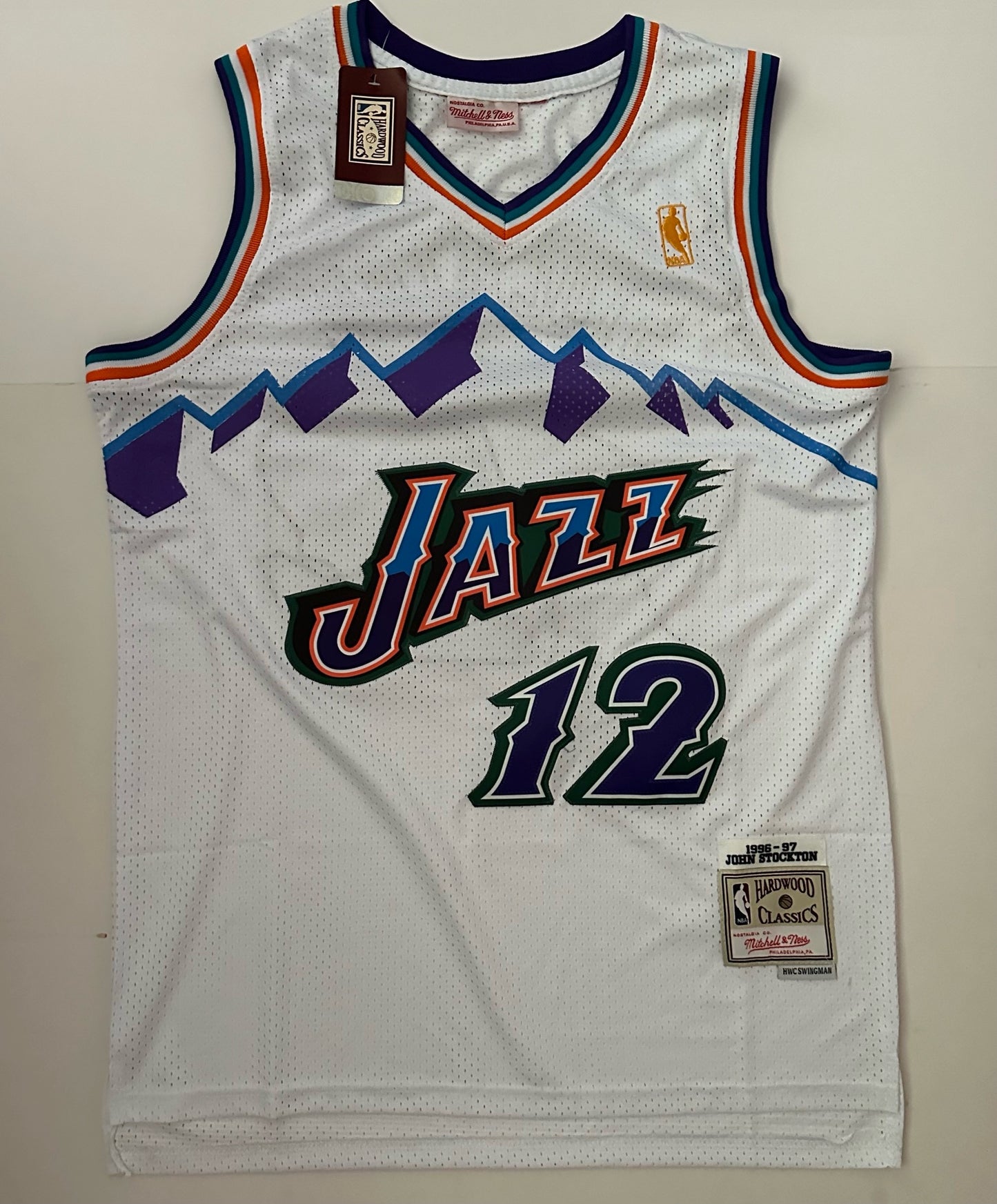 Utah Jazz NBA Hardwood Classics Basketball Vest Large Stockton 12 White