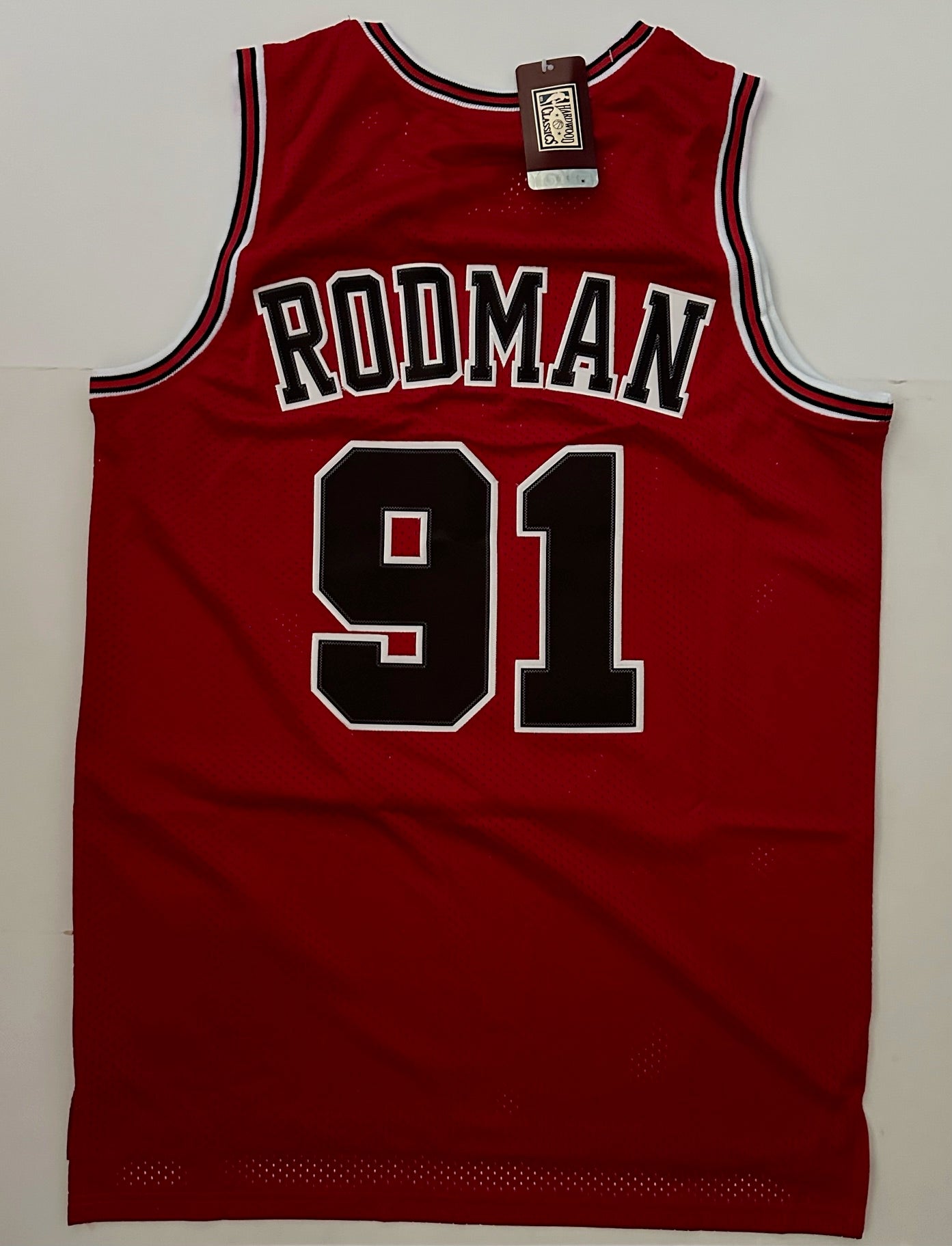 Chicago Bulls NBA Hardwood Classics Basketball Vest Large Rodman 91 Red