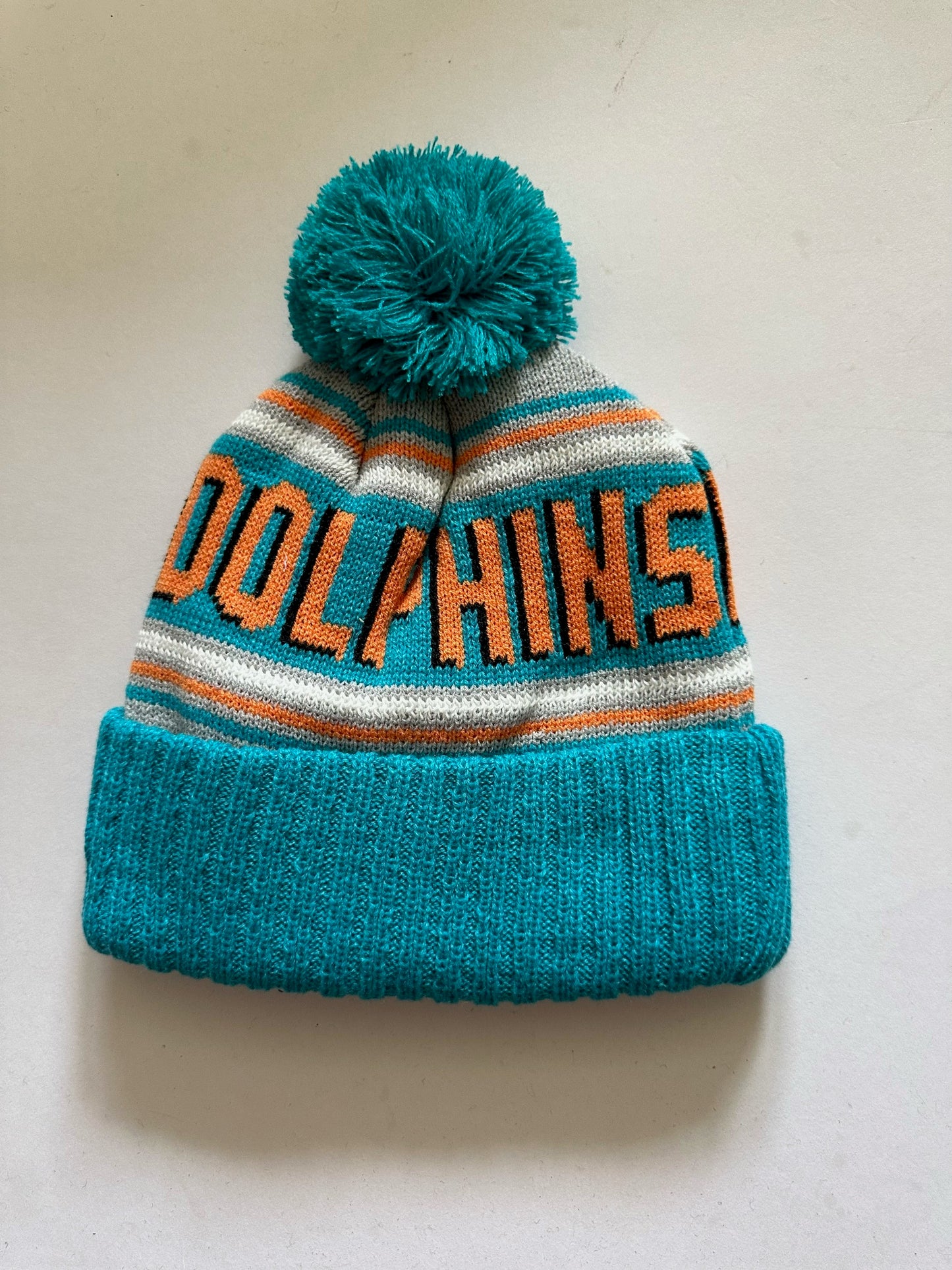 Miami Dolphins NFL Bobble Beanie Multi Colour With Tags on