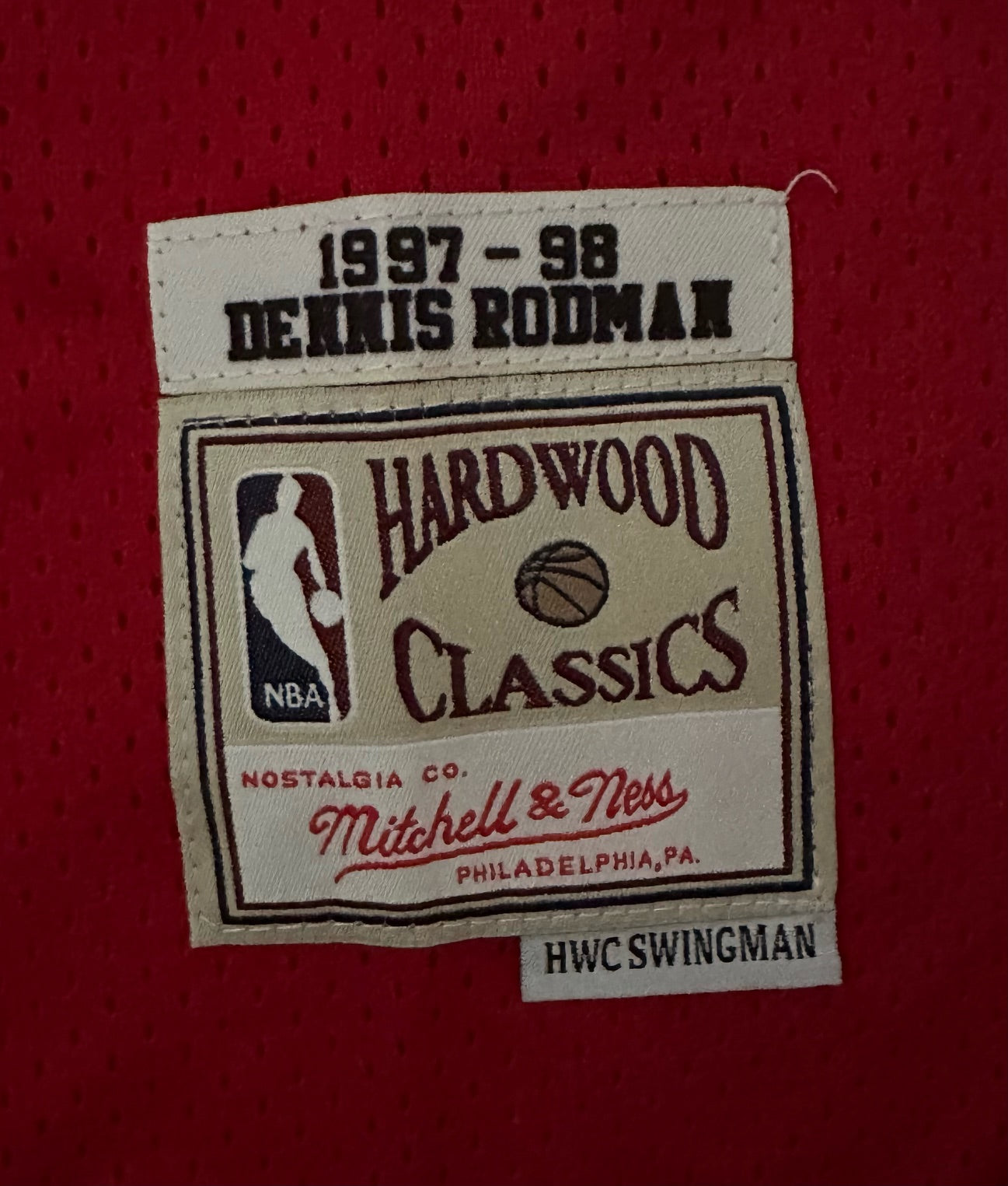 Chicago Bulls NBA Hardwood Classics Basketball Vest Large Rodman 91 Red