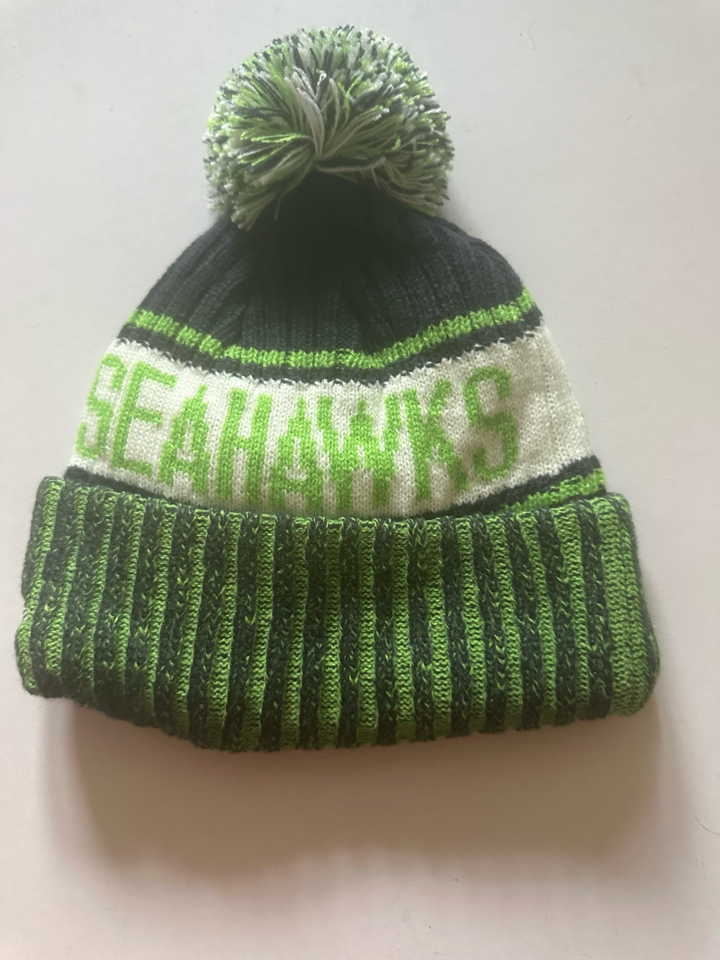 Seattle Seahawks NFL Bobble Beanie Multi Colour With Tags on