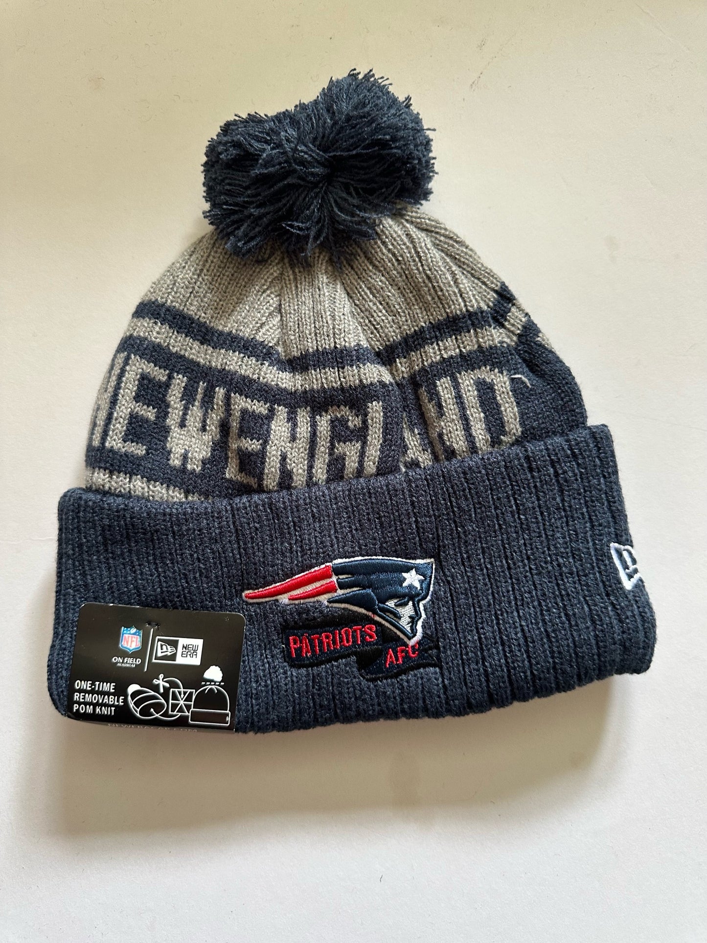 New England Patriots NFL Bobble Beanie Multi Colour With Tags on