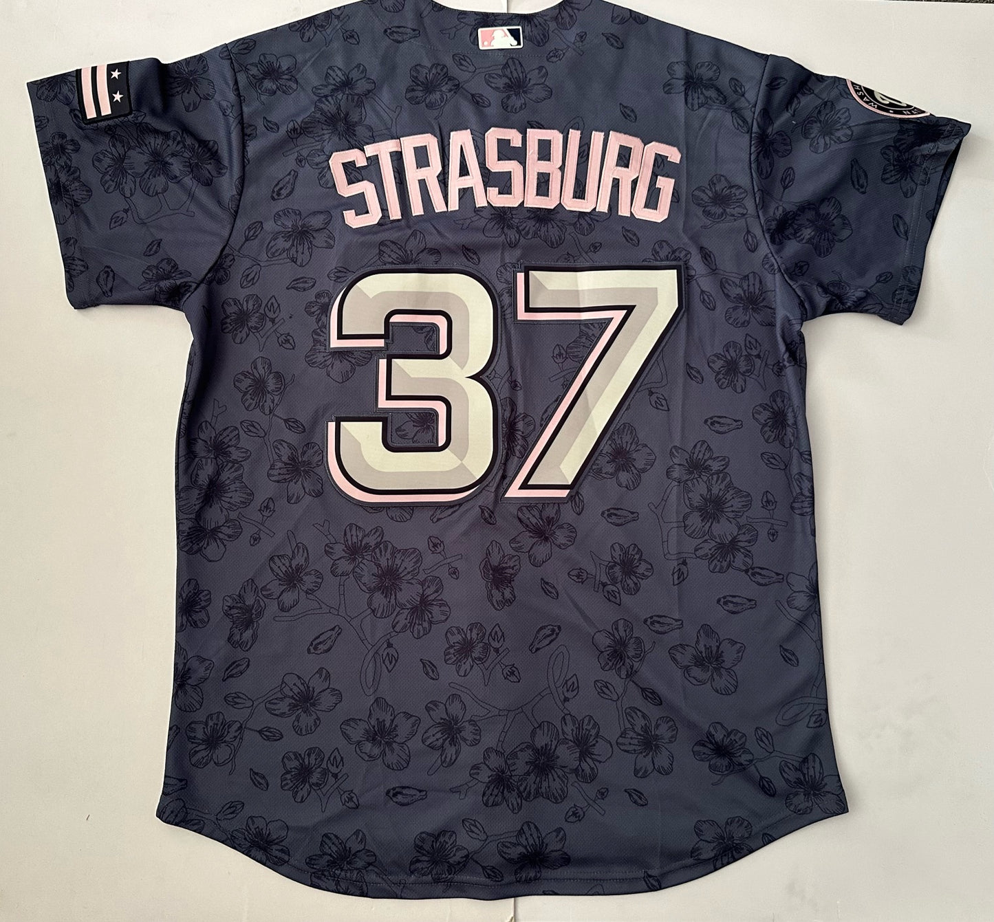Washington National MLB Baseball Shirt Large Strasburg 37 Blue