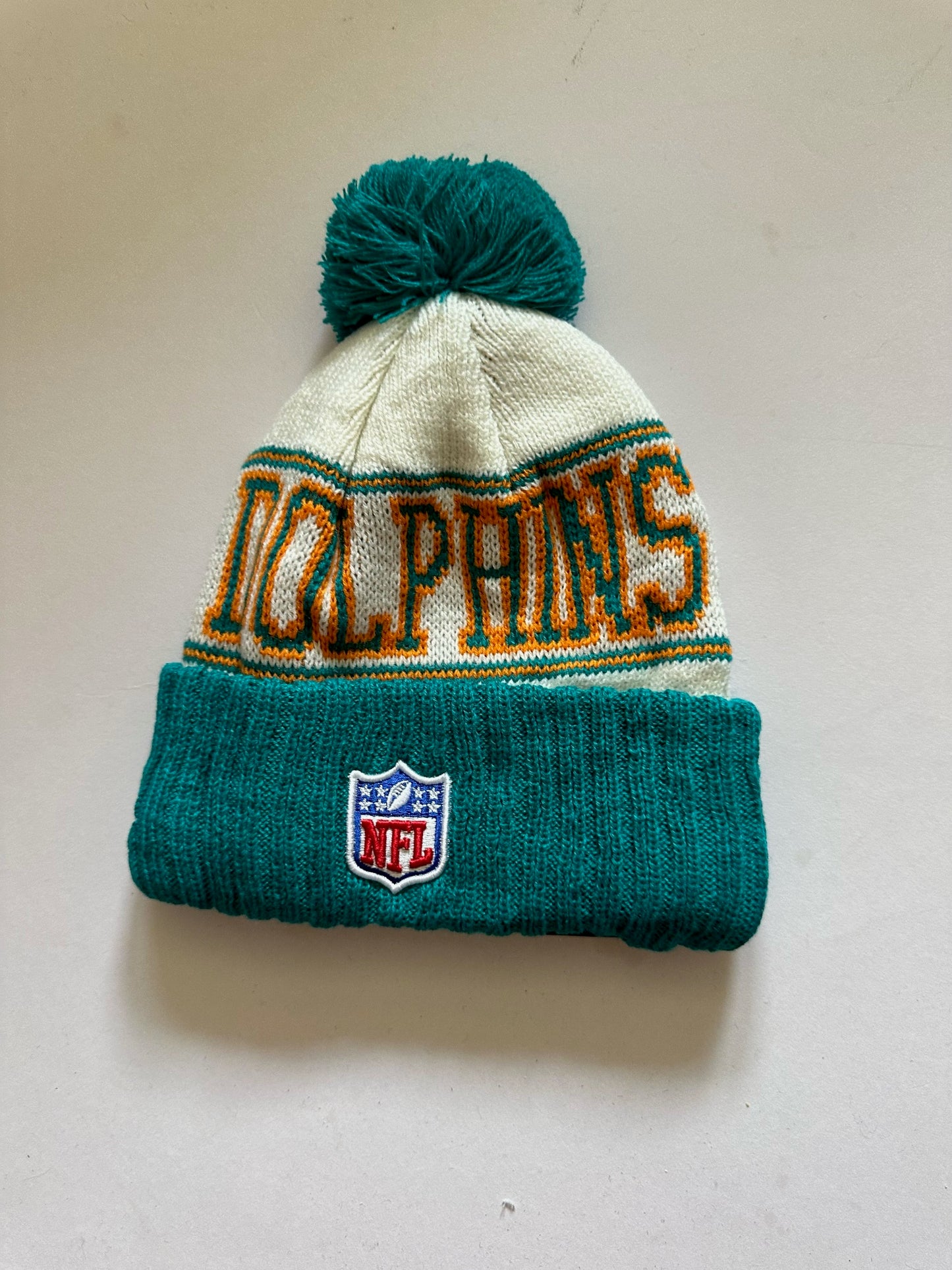 Miami Dolphins NFL Bobble Beanie Multi Colour With Tags on