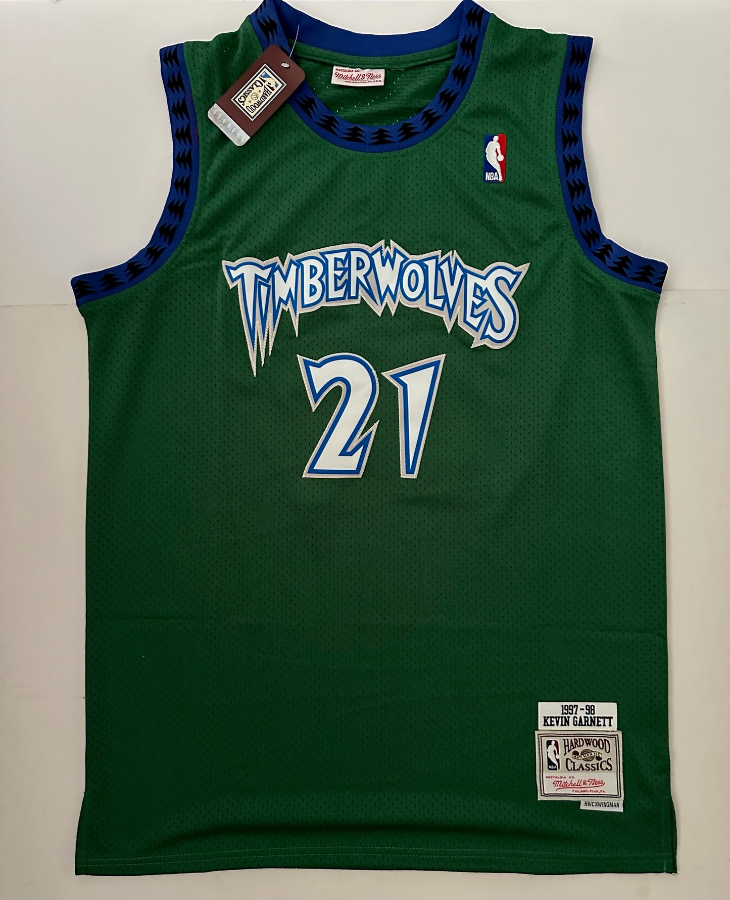 Minnesota Timberwolves NBA Hardwood Classics Basketball Vest Large Garnett 21 Green